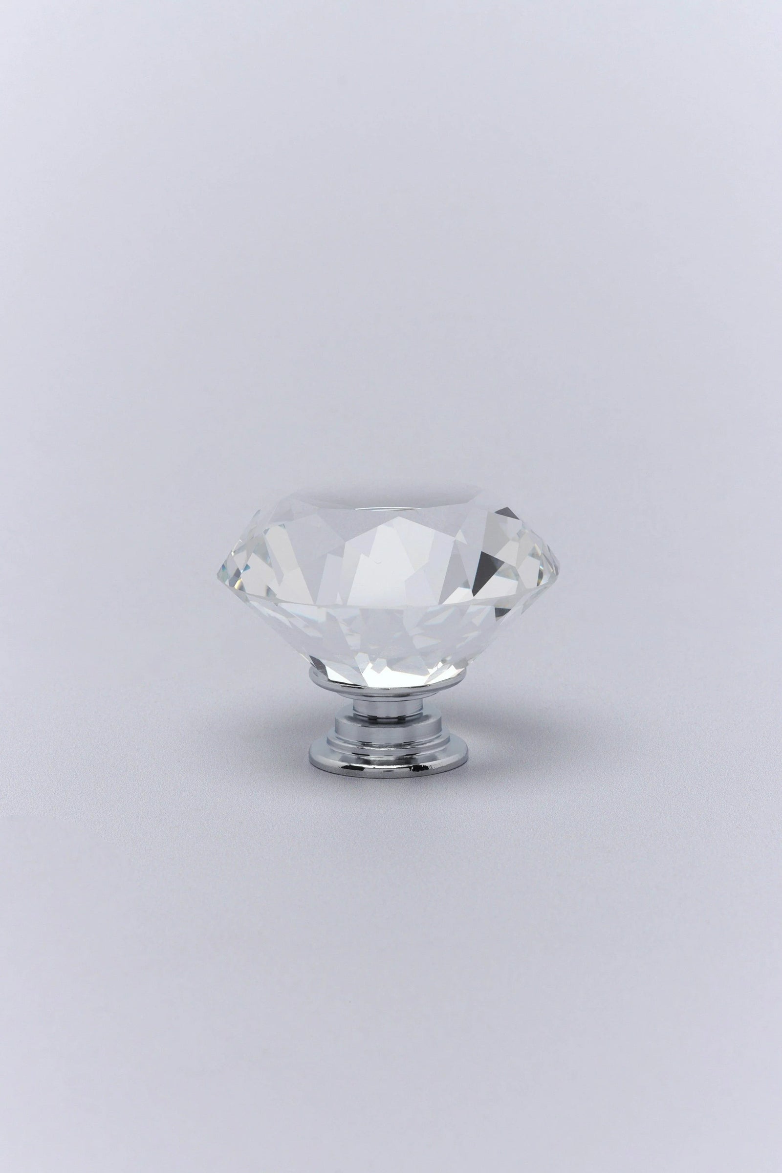 Diamond-Cut Crystal Glass Cabinet Knob with Chrome Base — alternate view, G Decor