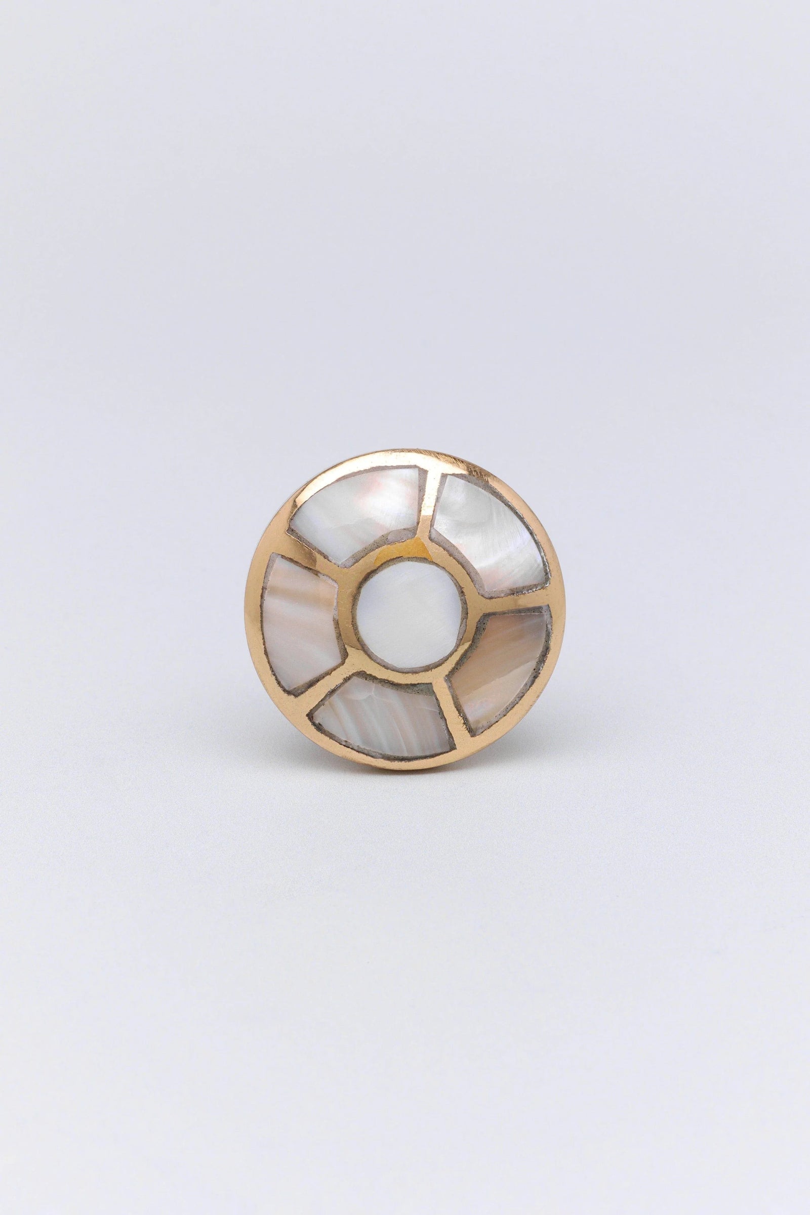 Elizabeth Mother of Pearl and Polished Brass Cabinet Knob Set — lifestyle view, G Decor