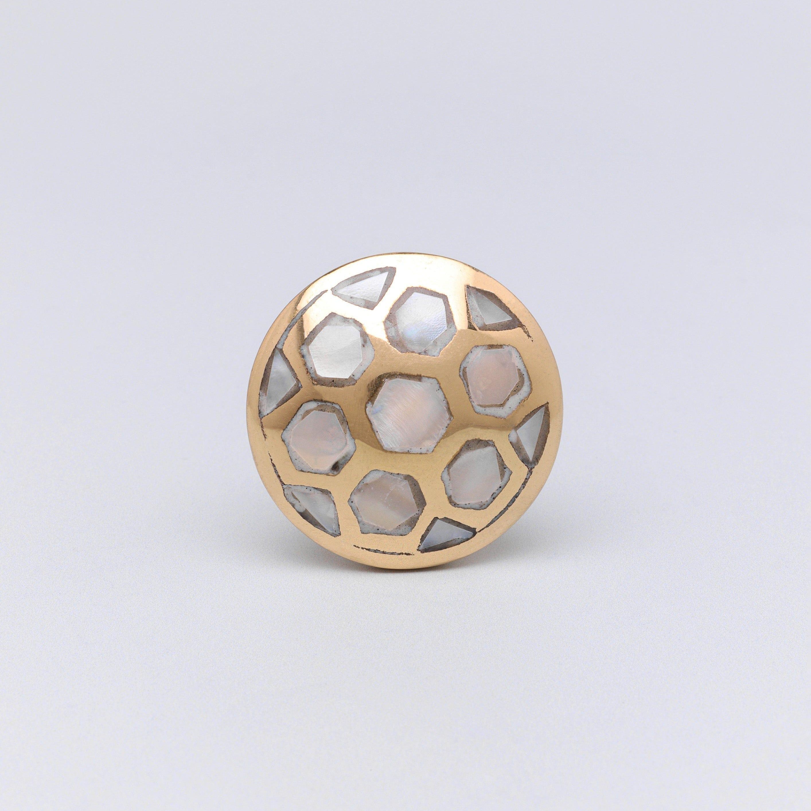 Elizabeth Mother of Pearl Gold Brass Cabinet Knob Family - G Decor