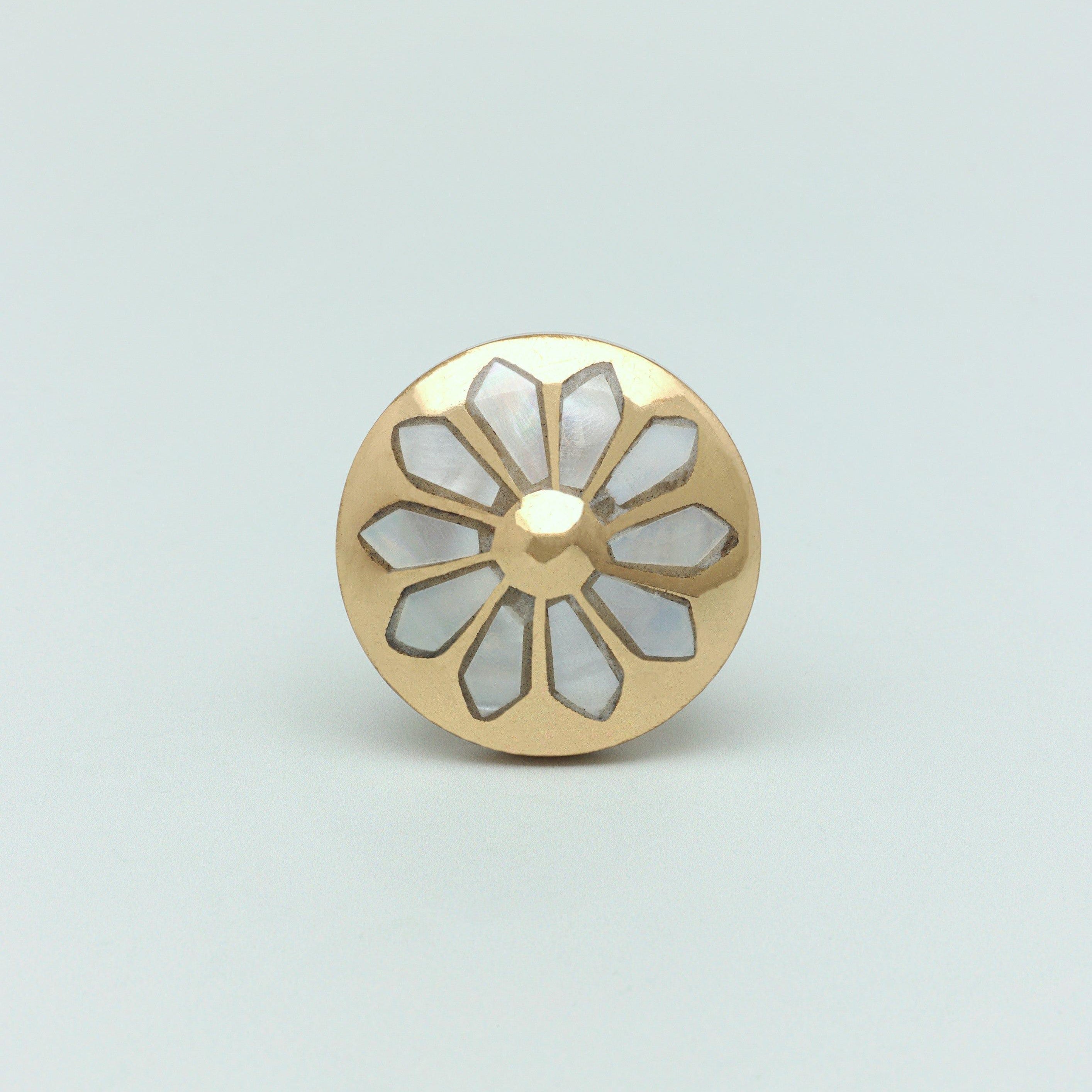 Elizabeth Mother of Pearl Handcrafted Gold Brass Majestic Cabinet Knob - G Decor
