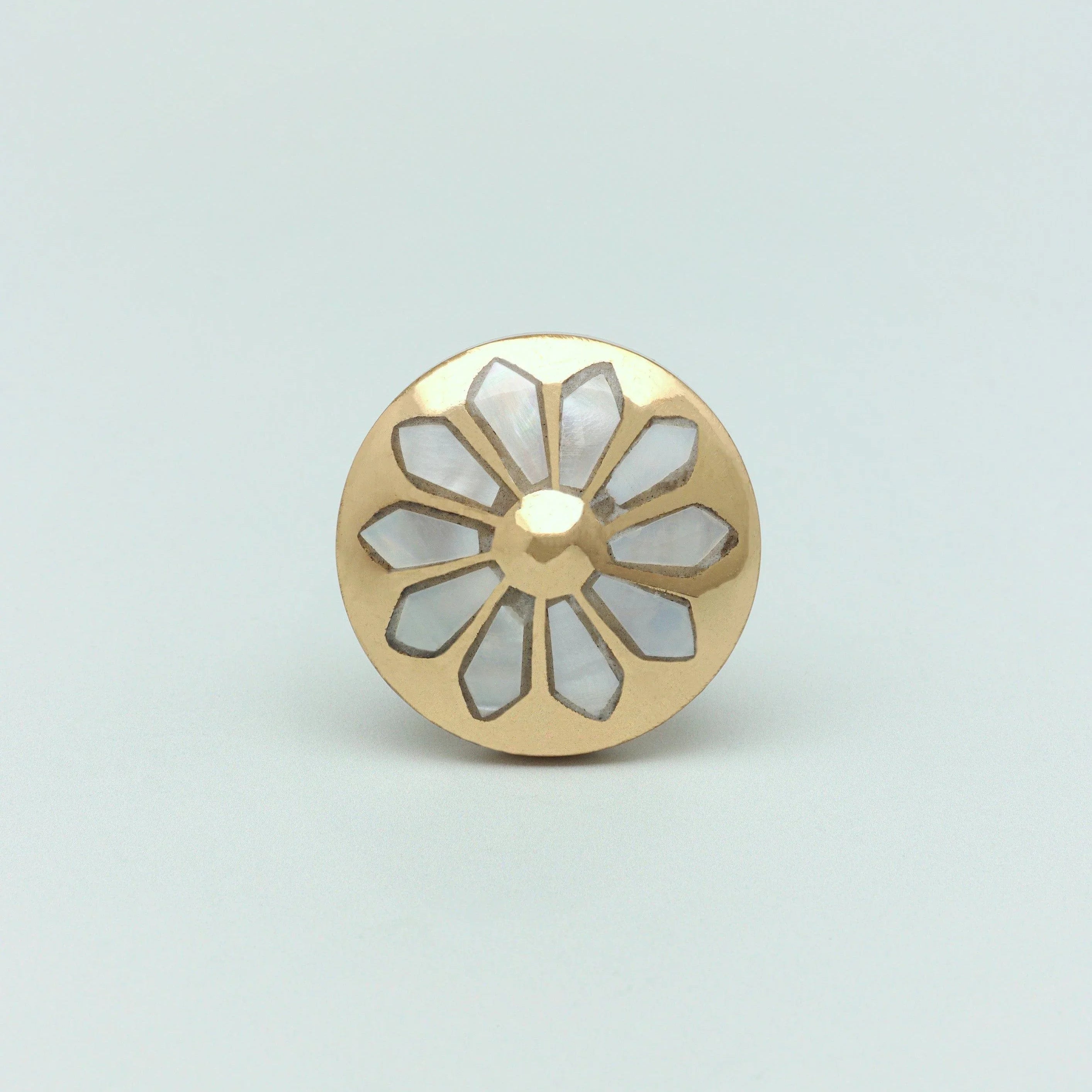 Elizabeth Mother of Pearl Handcrafted Gold Brass Majestic Cabinet Knob - G Decor