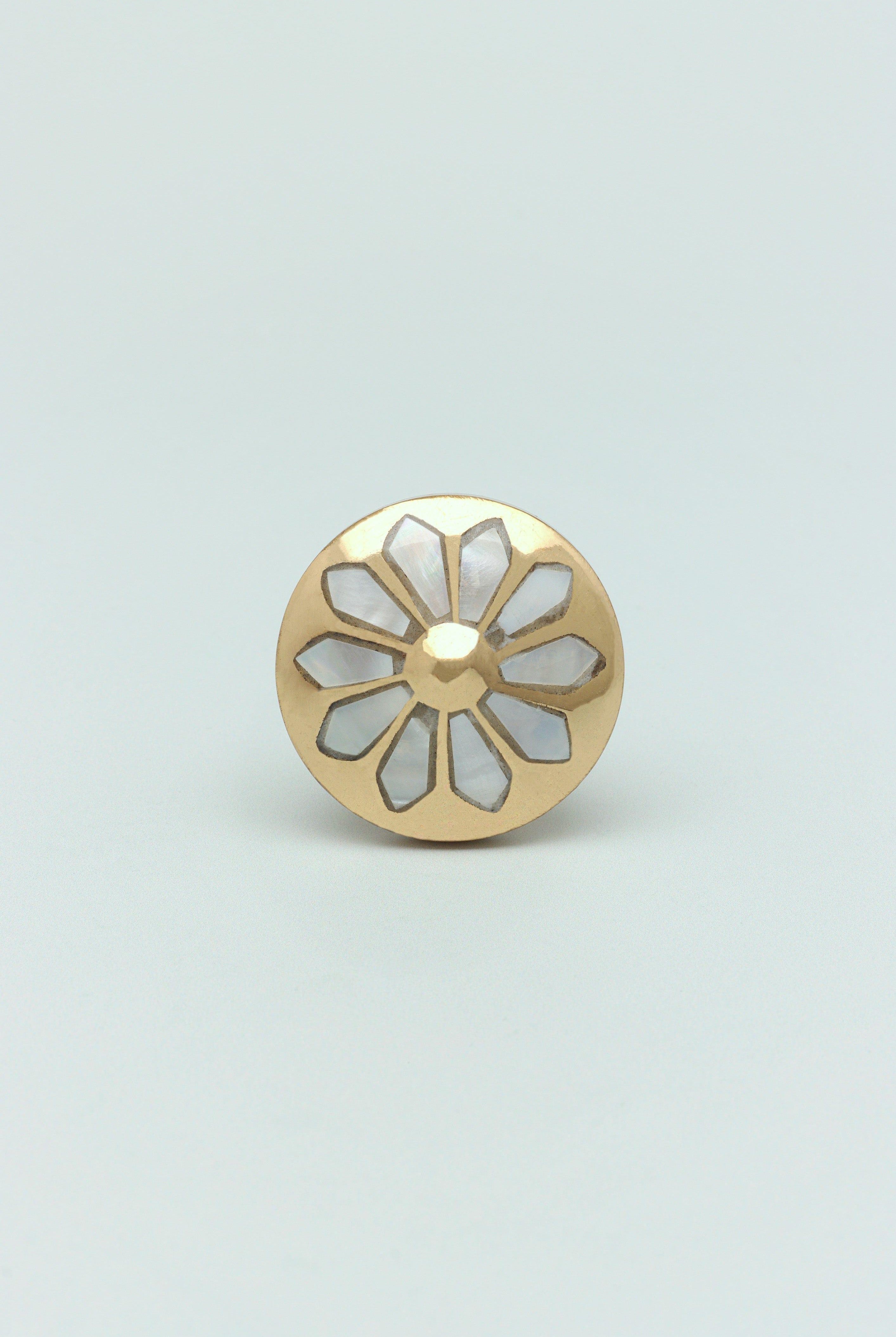 Elizabeth Mother of Pearl Handcrafted Gold Brass Majestic Cabinet Knob - G Decor