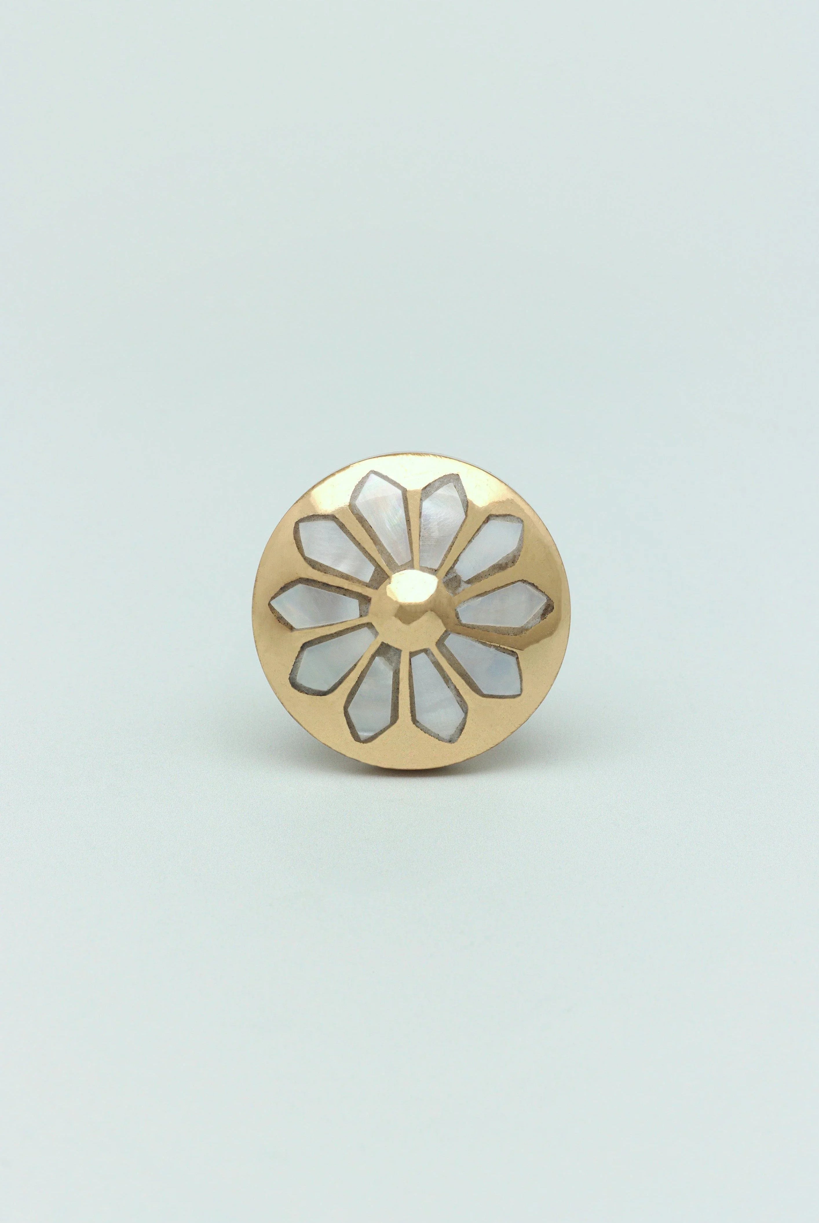 Elizabeth Mother of Pearl Handcrafted Gold Brass Majestic Cabinet Knob - G Decor