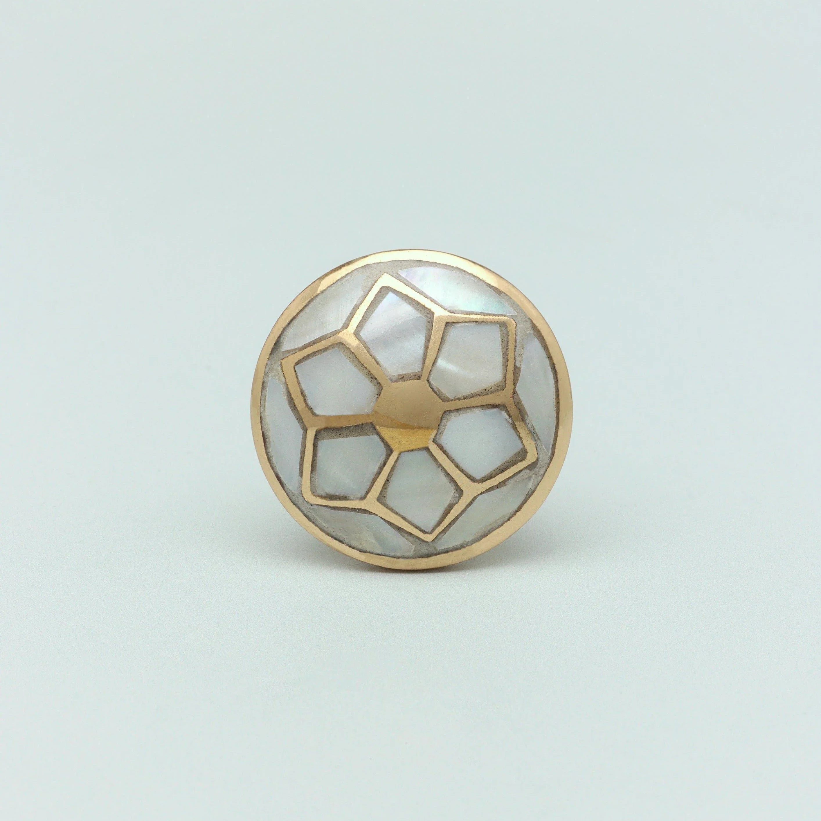 Elizabeth Mother of Pearl Handcrafted Gold Brass Majestic Cabinet Knob - G Decor