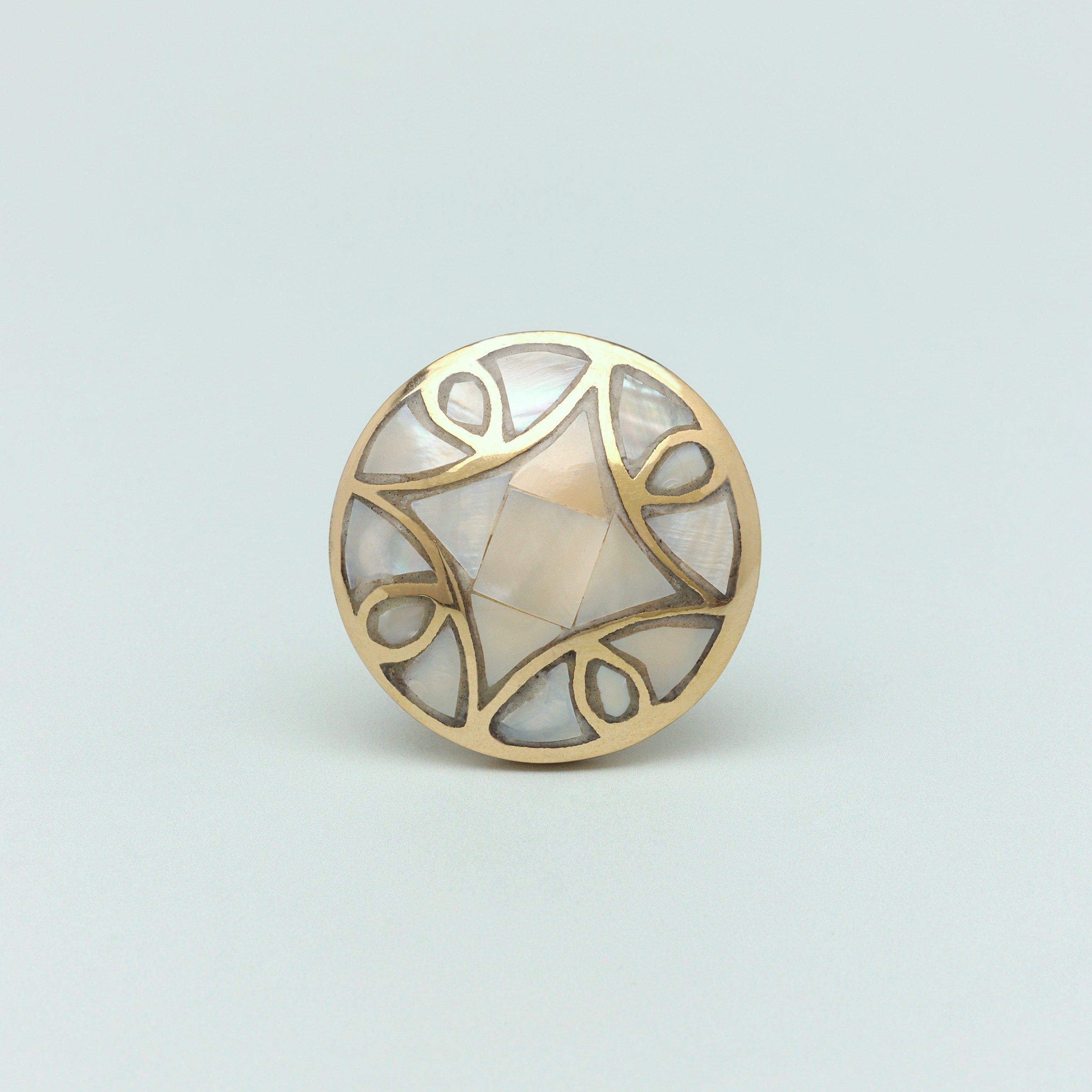 Elizabeth Mother of Pearl Handcrafted Gold Brass Majestic Cabinet Knob - G Decor