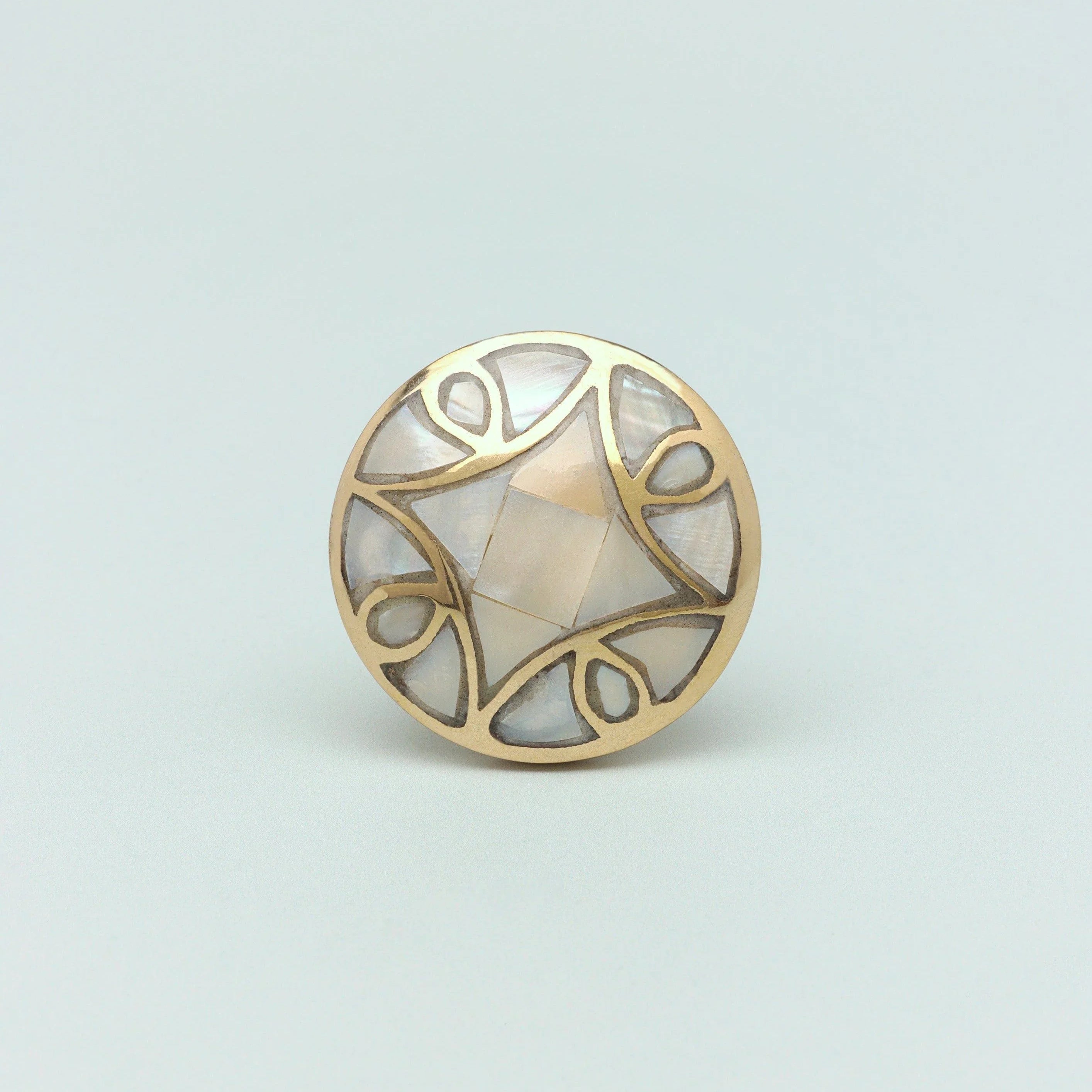 Elizabeth Mother of Pearl Handcrafted Gold Brass Majestic Cabinet Knob - G Decor
