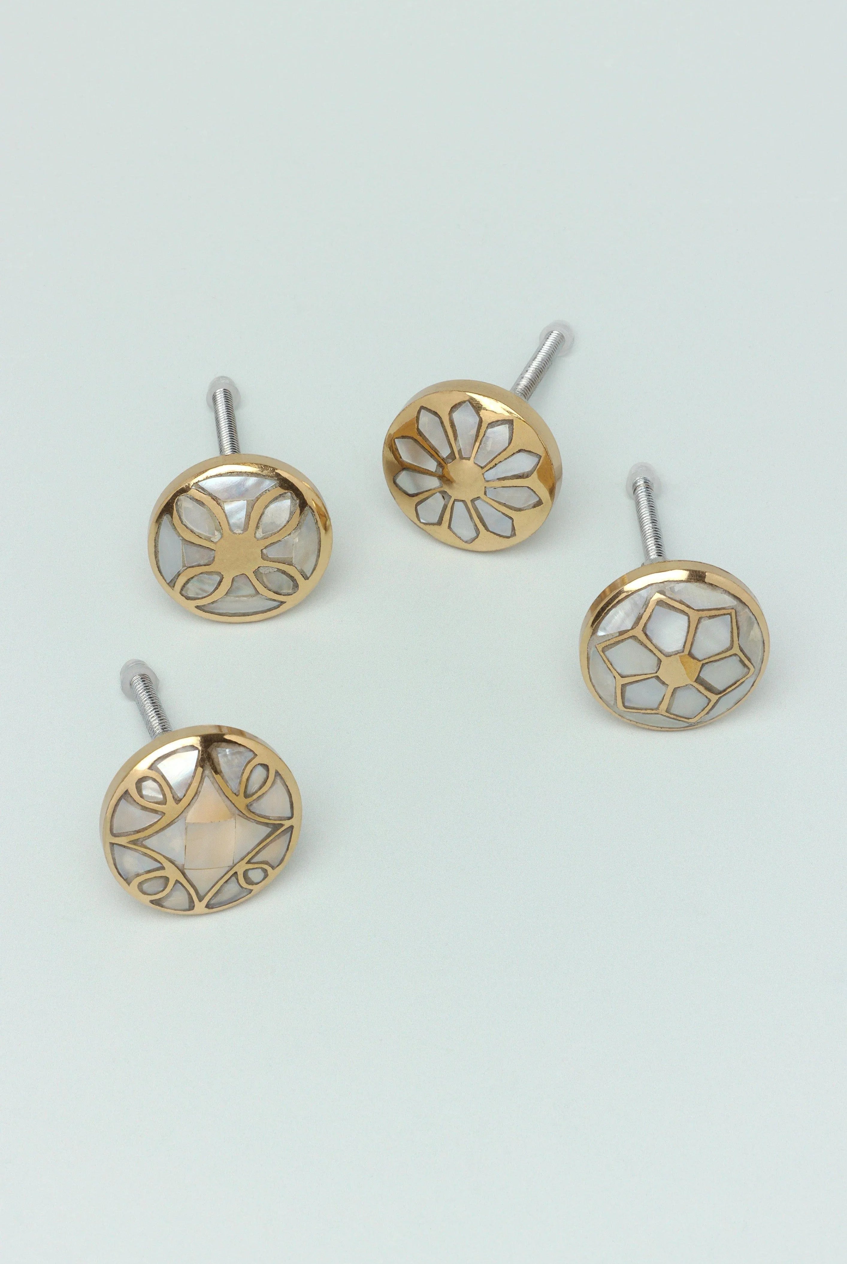 Elizabeth Mother of Pearl Handcrafted Gold Brass Majestic Cabinet Knob - G Decor