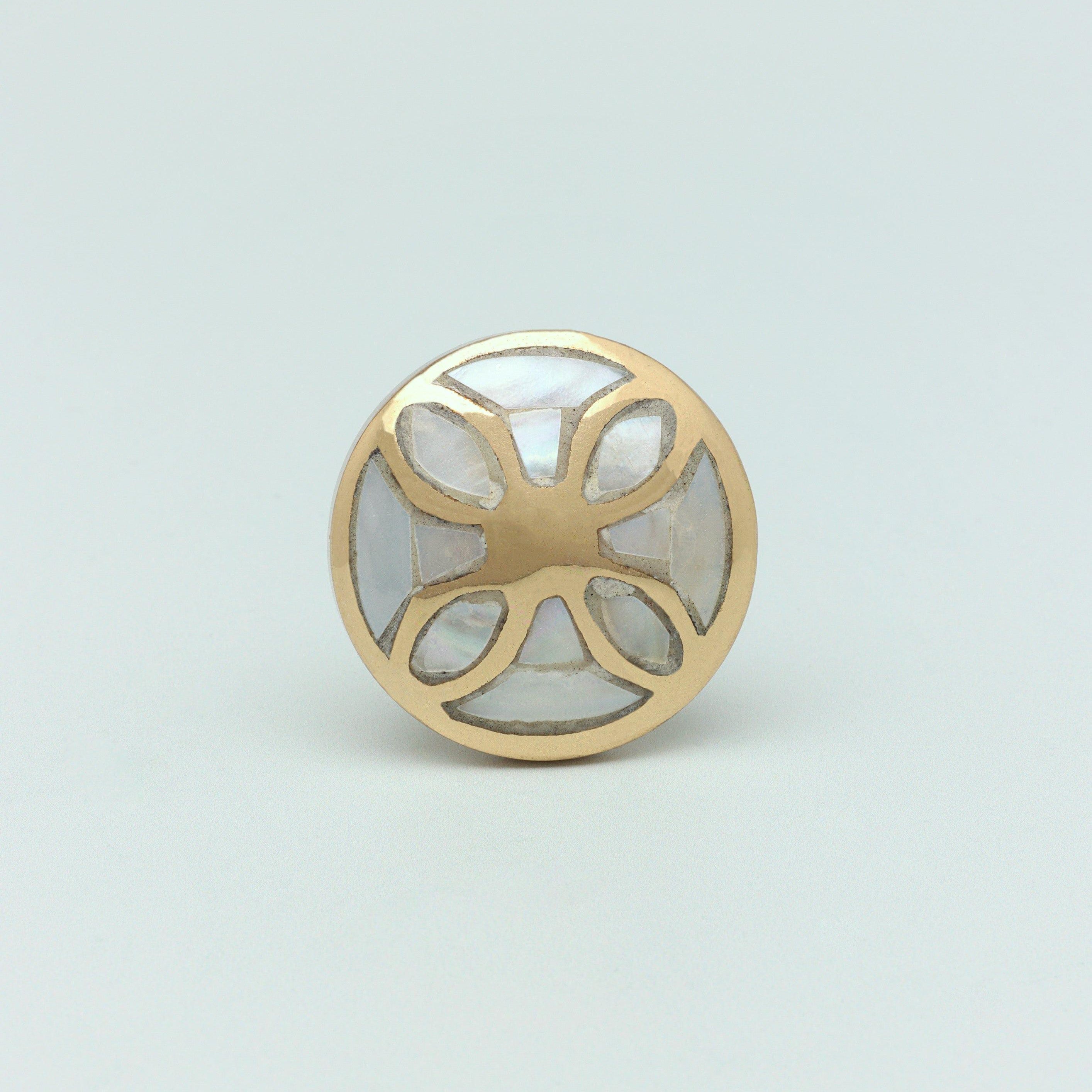 Elizabeth Mother of Pearl Handcrafted Gold Brass Majestic Cabinet Knob - G Decor