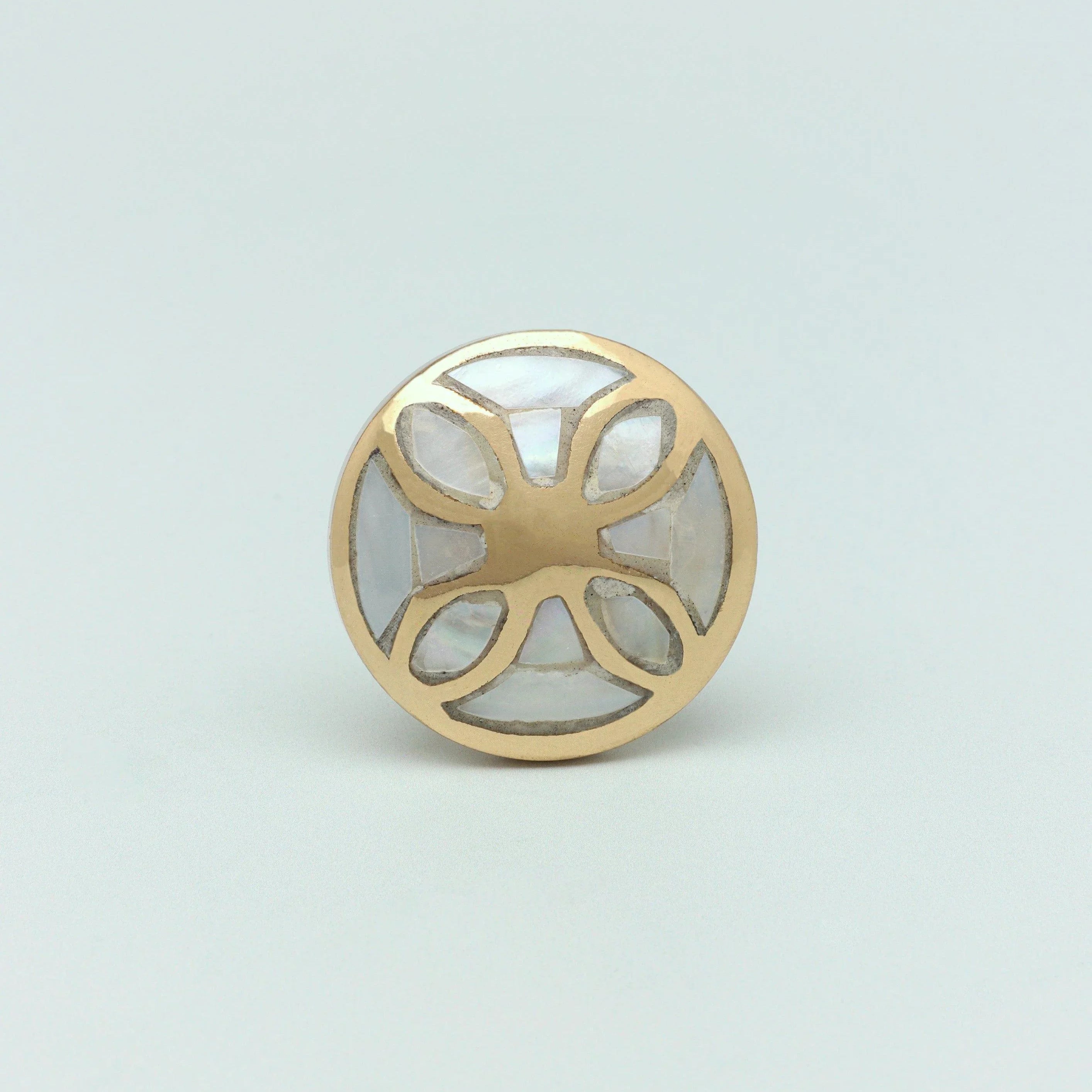 Elizabeth Mother of Pearl Handcrafted Gold Brass Majestic Cabinet Knob - G Decor