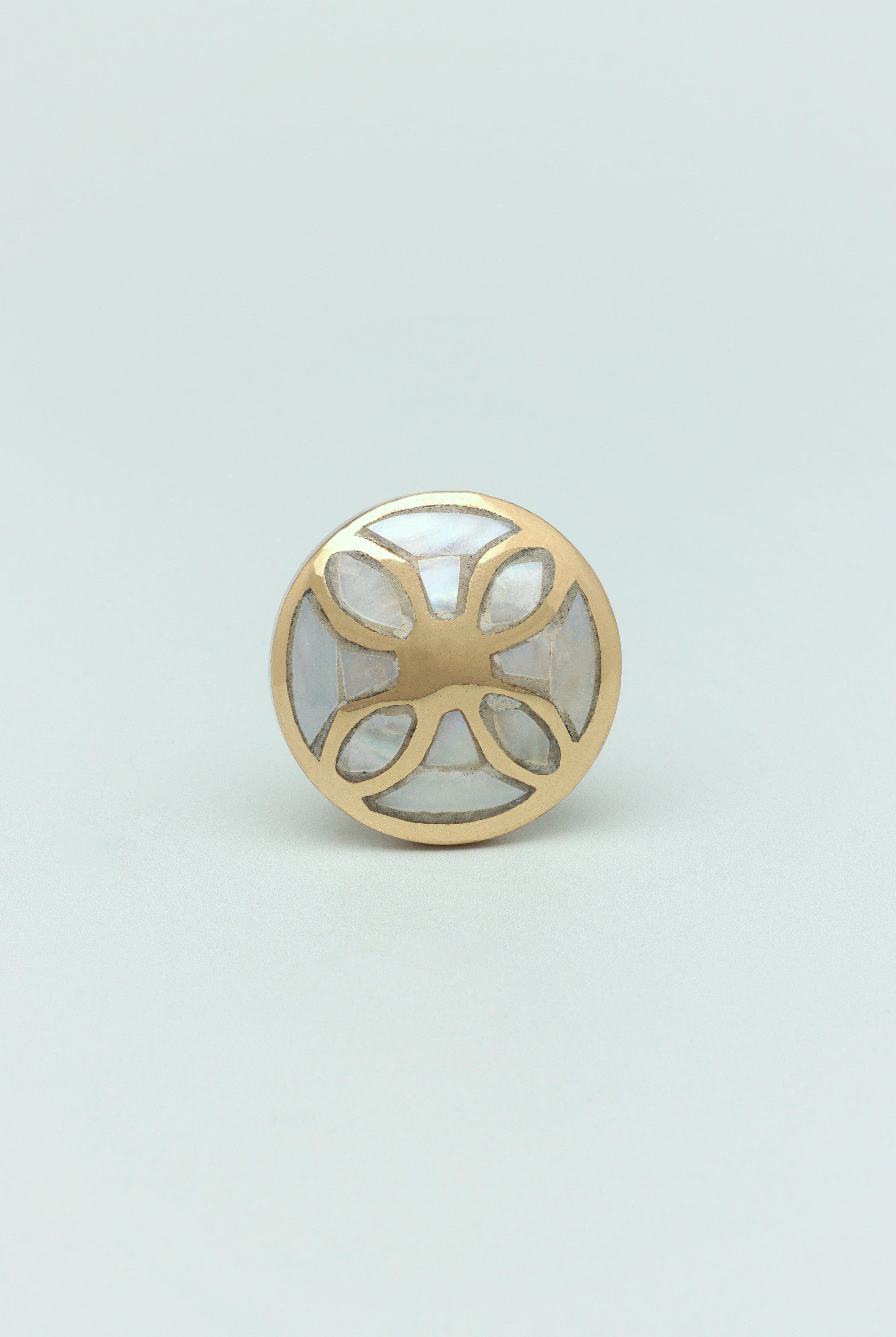 Elizabeth Mother of Pearl Handcrafted Gold Brass Majestic Cabinet Knob - G Decor