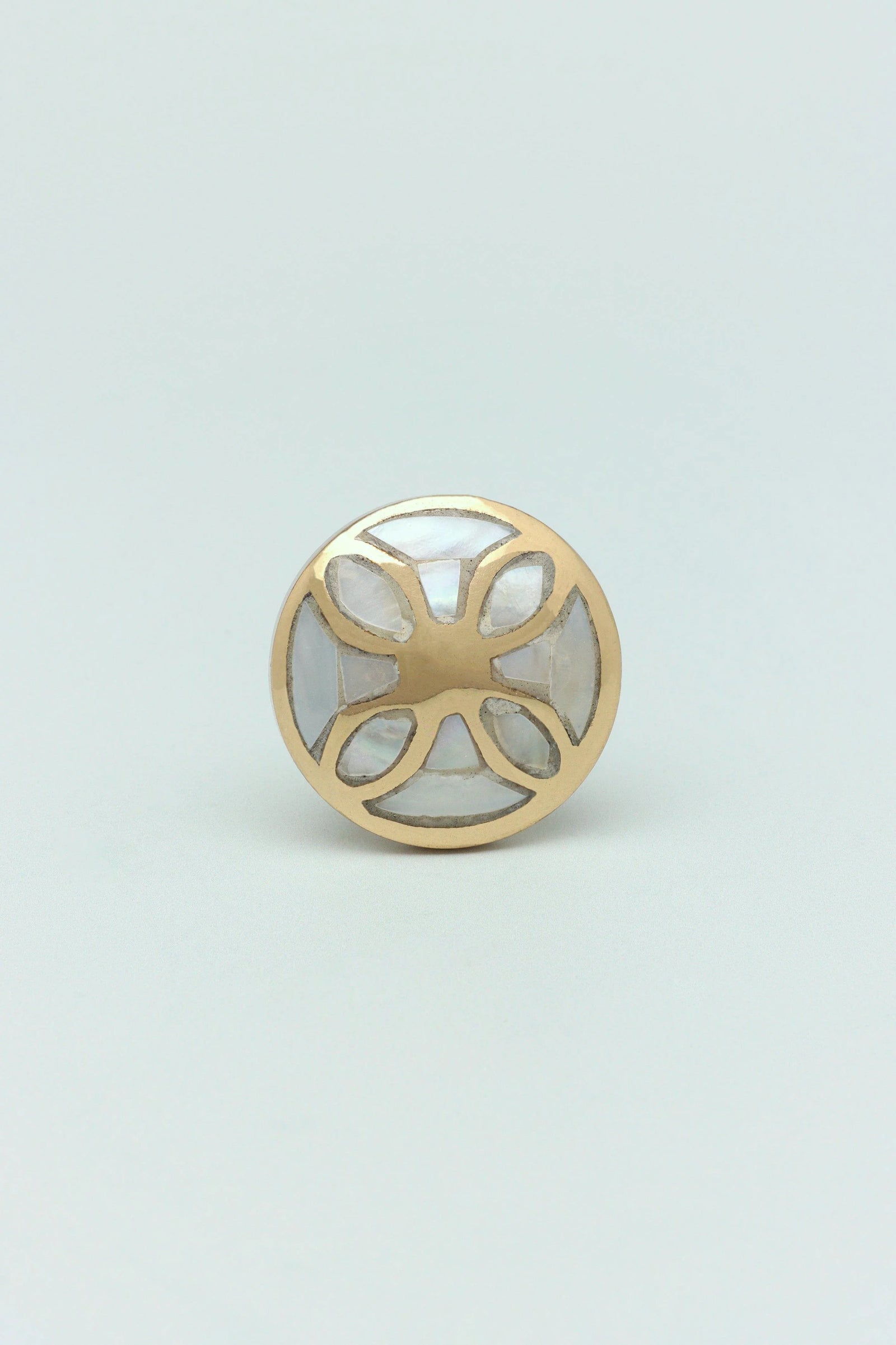 Elizabeth Mother of Pearl Majestic Cabinet Knob in Polished Brass — view 5, G Decor