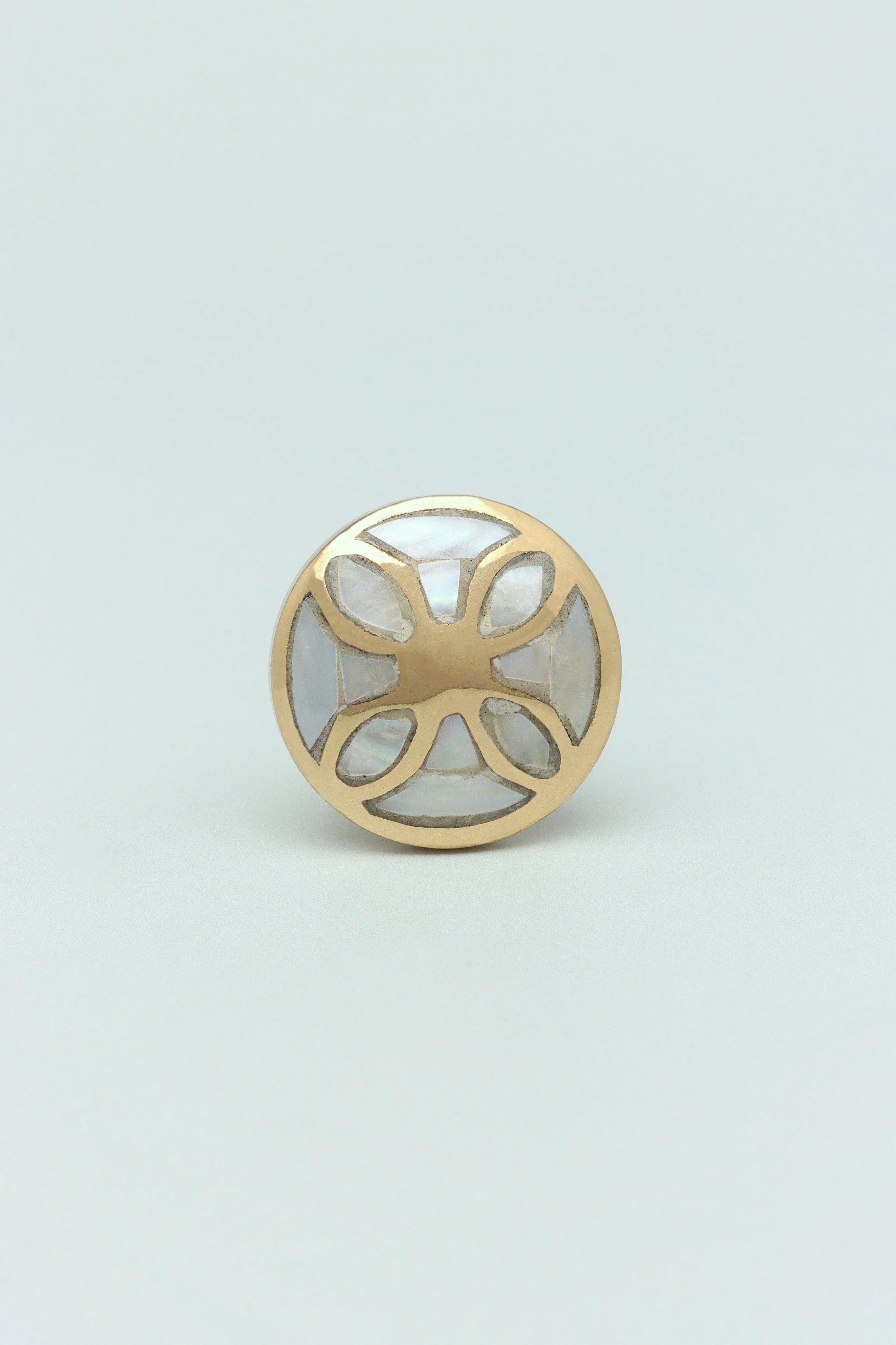 Elizabeth Mother of Pearl Handcrafted Gold Brass Majestic Cabinet Knob - G Decor