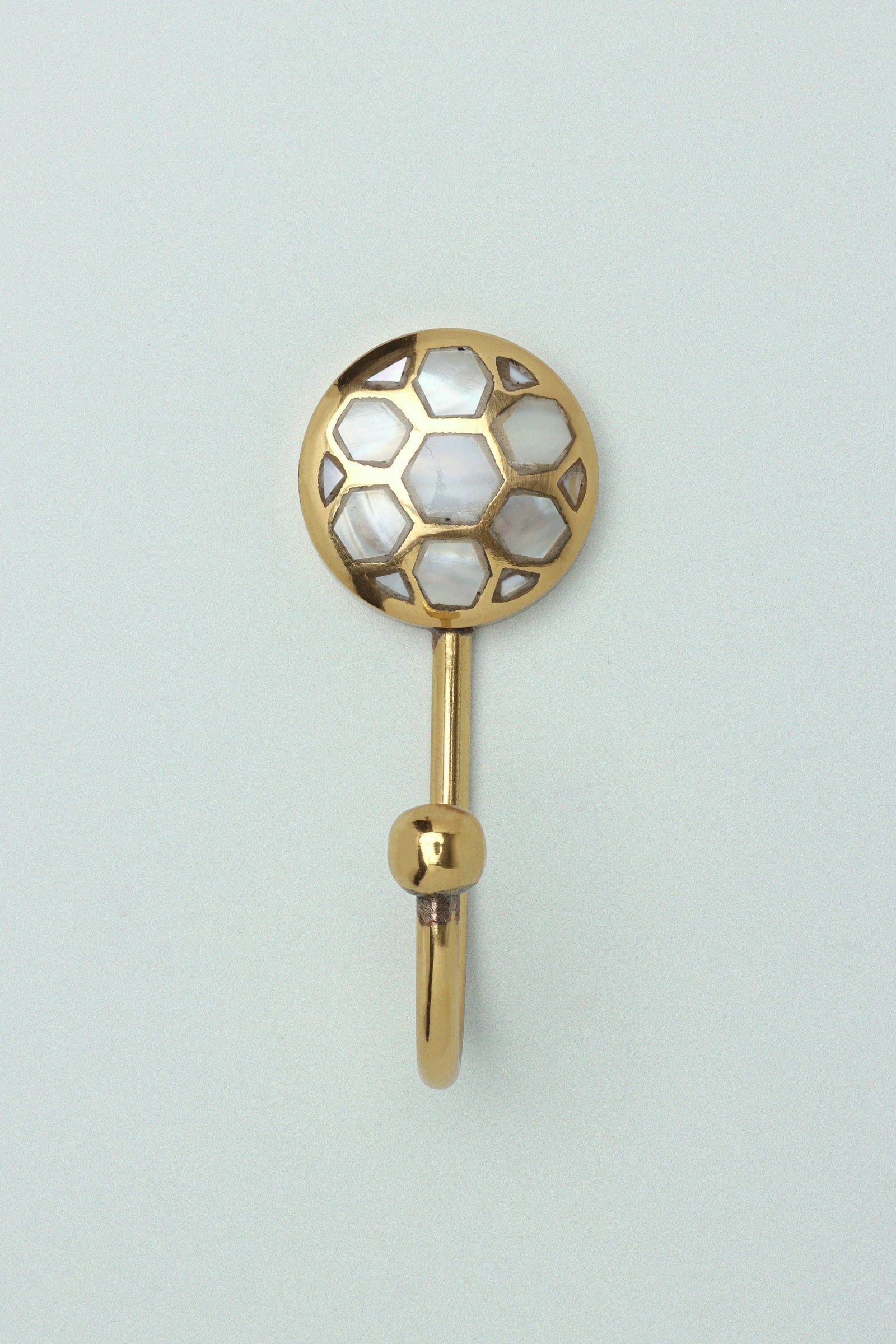 Elizabeth Mother of Pearl Wall Hook in Polished Brass — view 6, G Decor