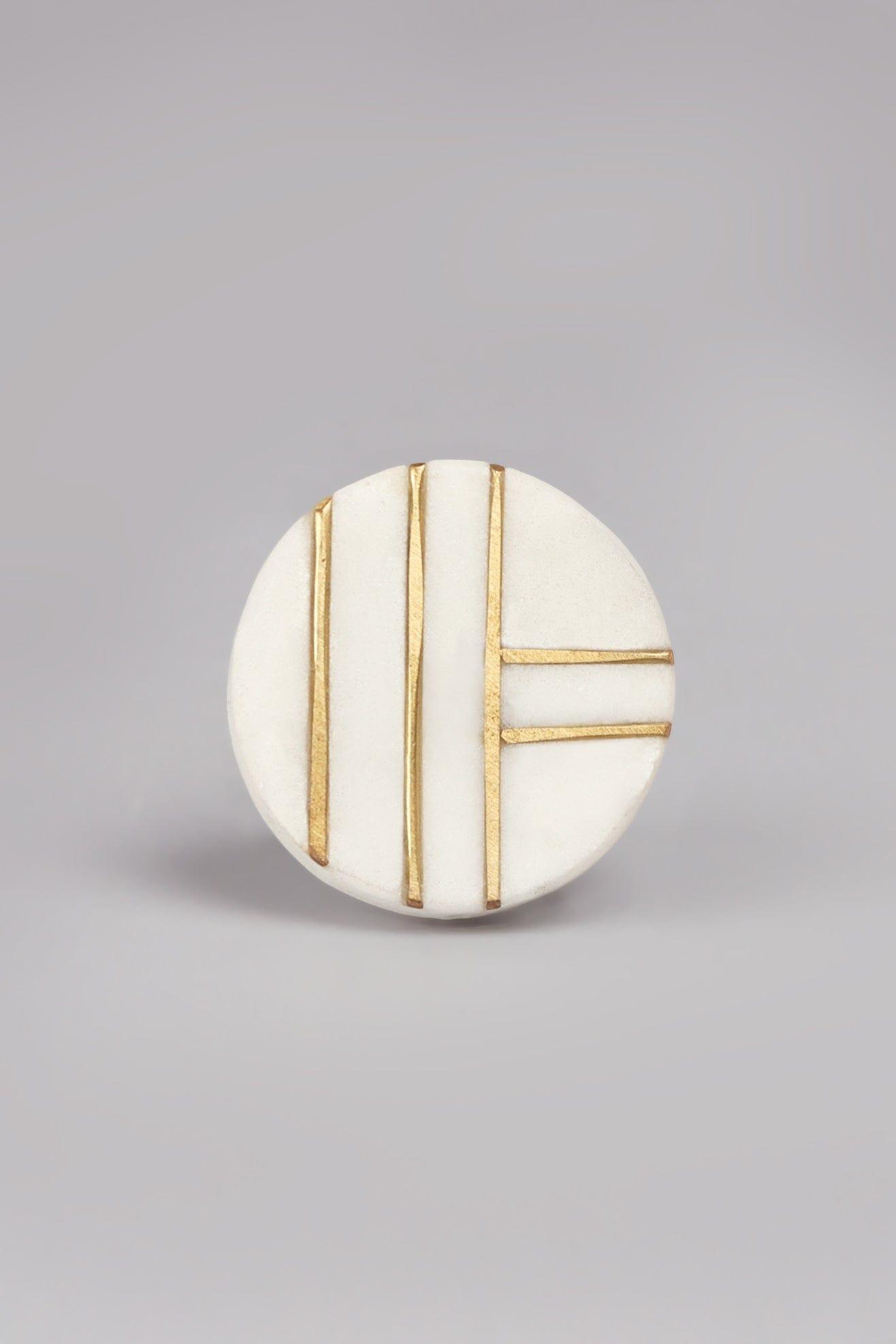 Estella Handcrafted Marble Gold Cabinet Pull Knob - G Decor