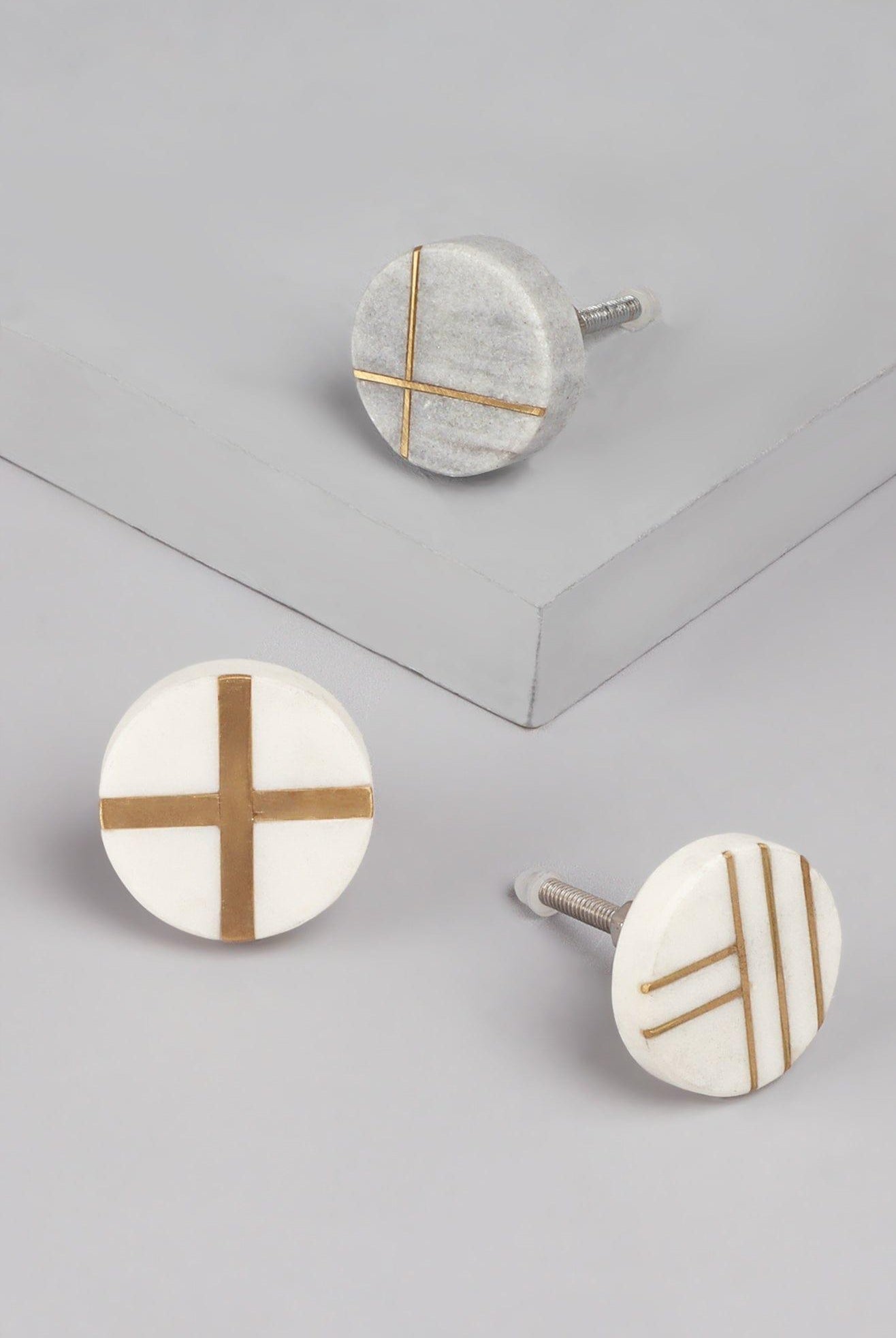 Estella Handcrafted Marble Gold Cabinet Pull Knob - G Decor