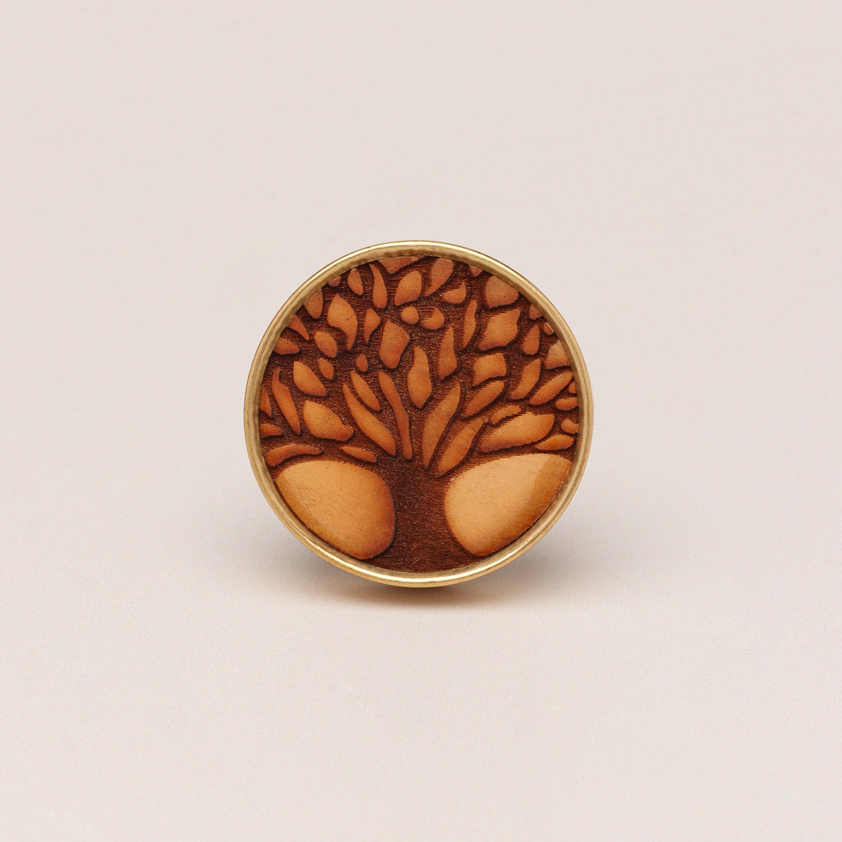 Eterna Brass and Wooden Tree Knob Pull Handle - G Decor