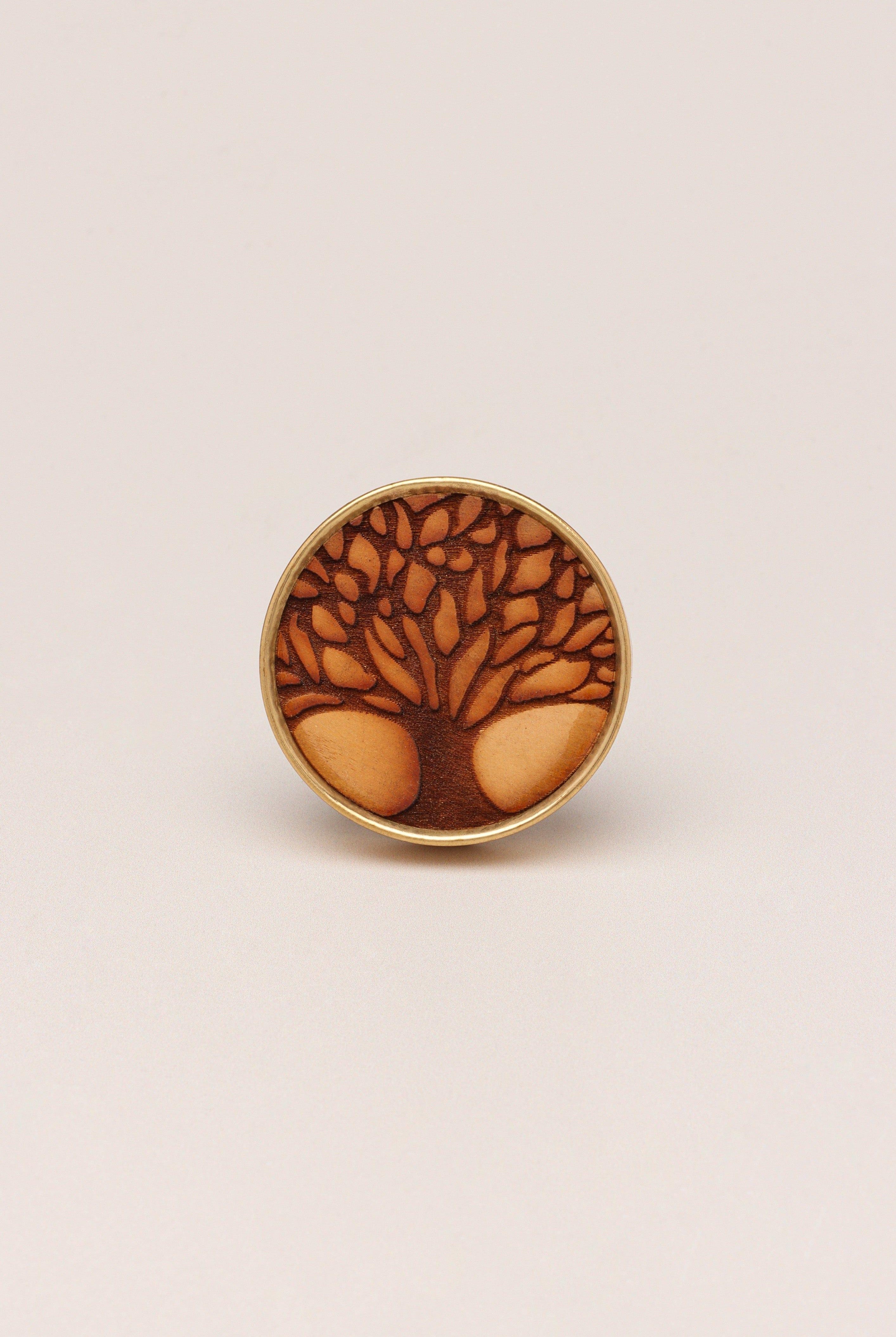 Eterna Brass and Wooden Tree Knob Pull Handle - G Decor