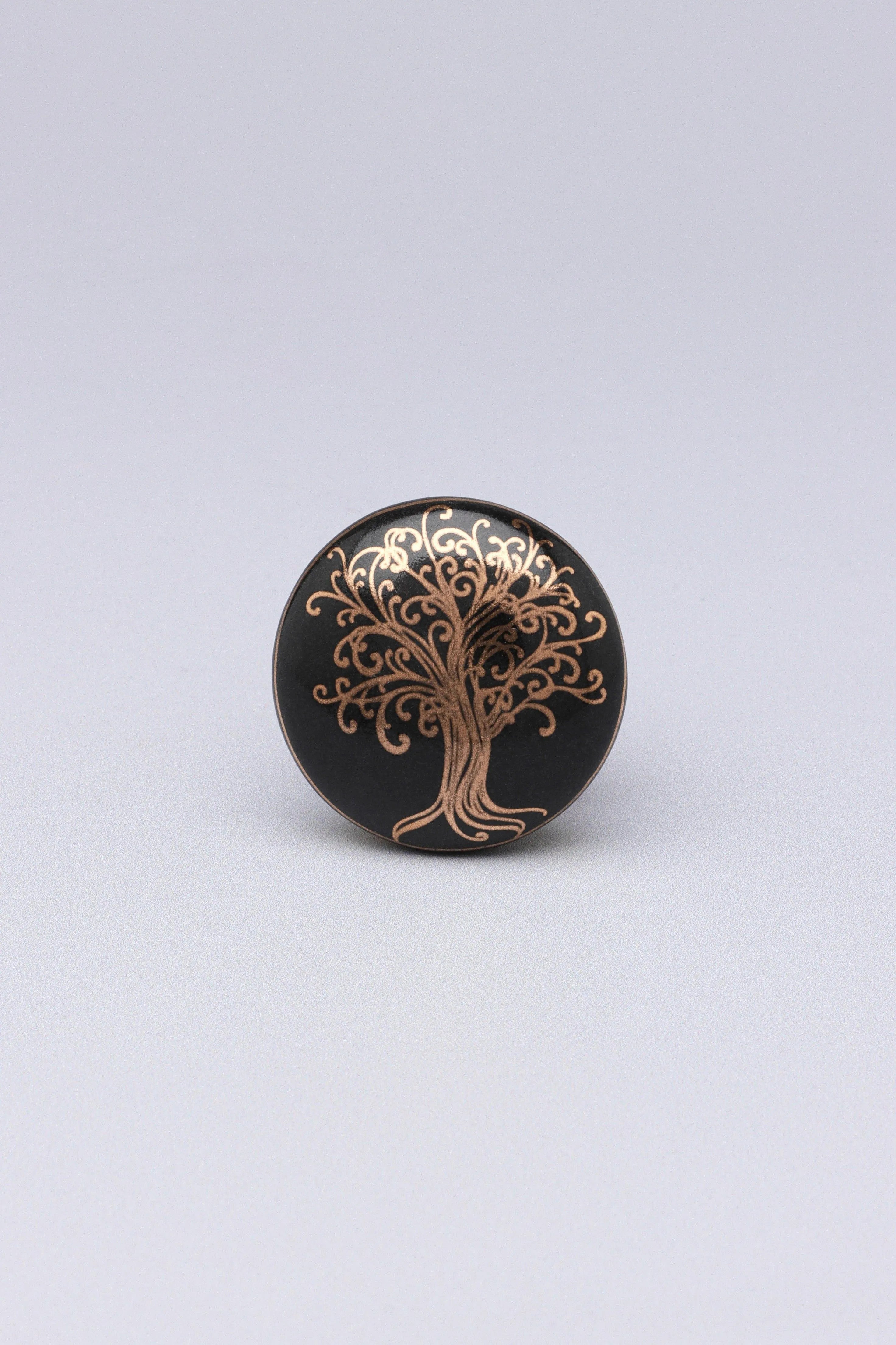 Eternal Bloom Black & Gold Ceramic Knob Tree of Life Collection - G Decor