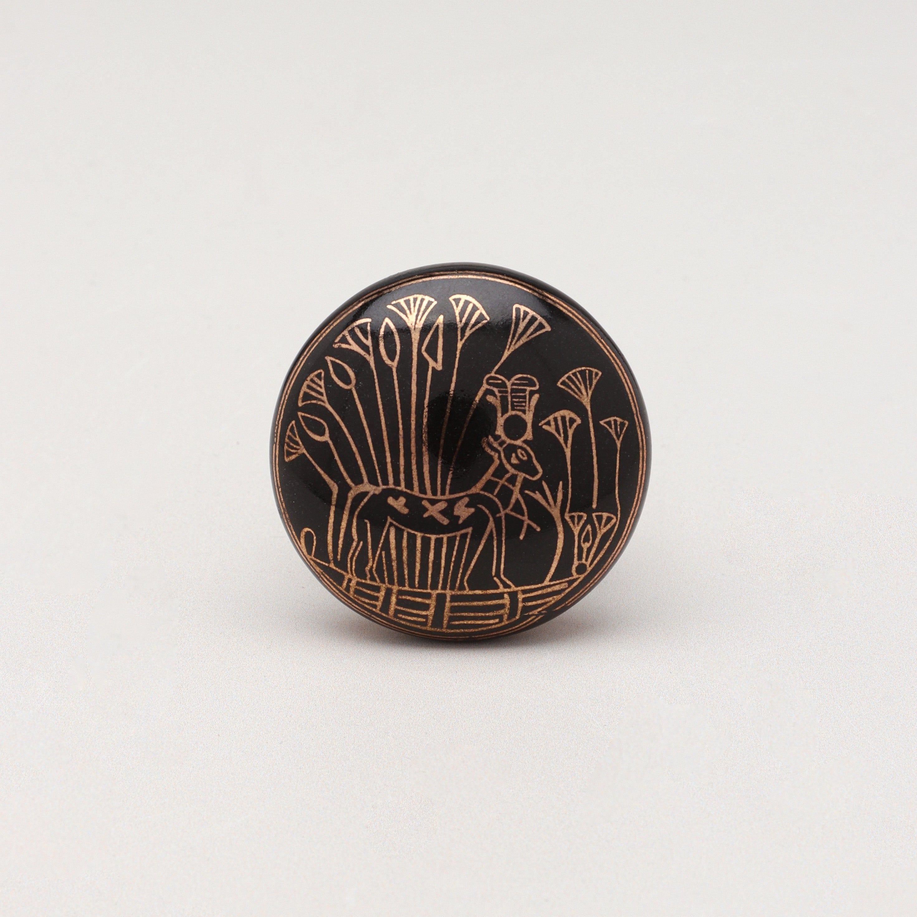 Eternal Bloom Black & Gold Ceramic Knob Tree of Life Family - G Decor