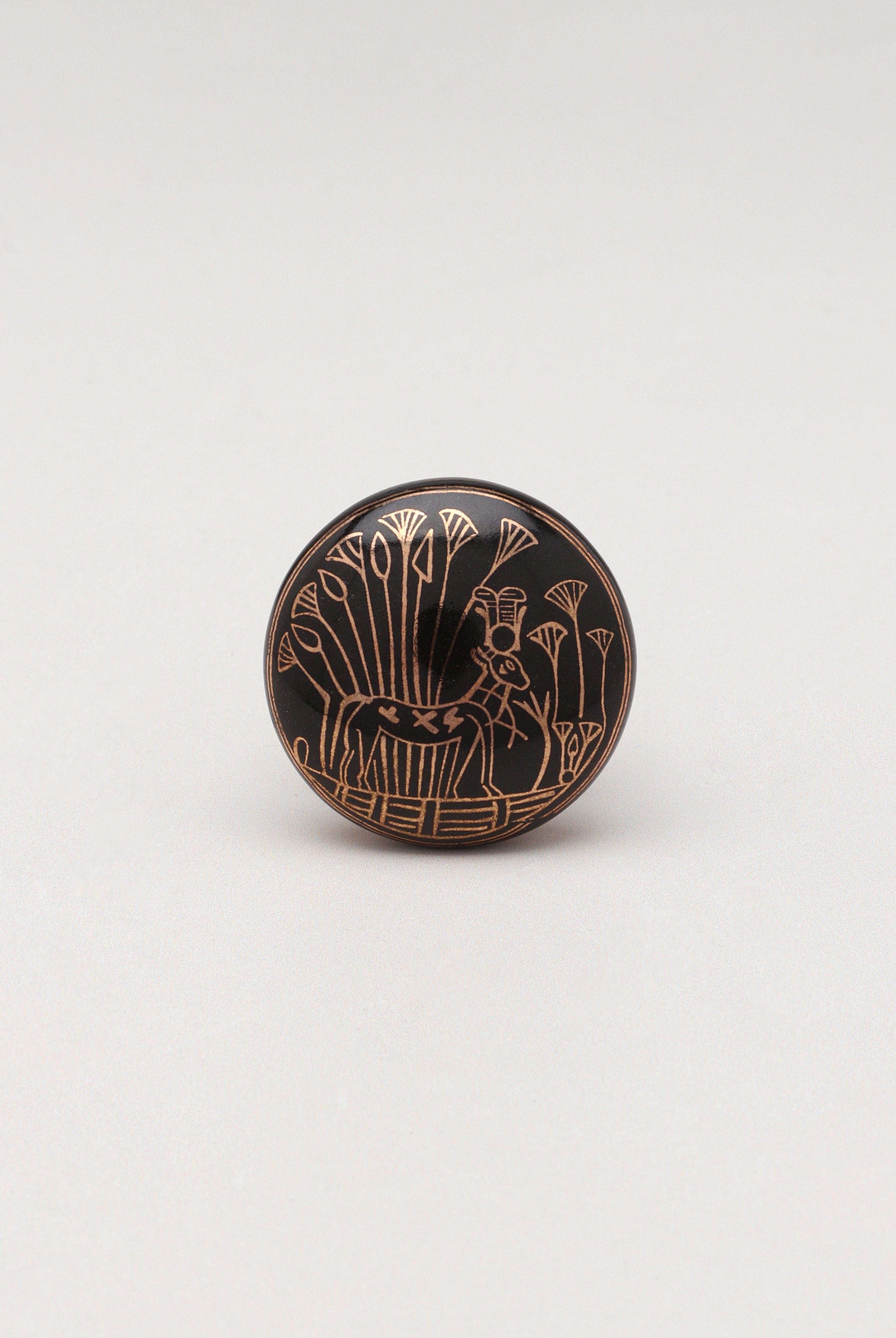 Eternal Bloom Black & Gold Ceramic Knob Tree of Life Family - G Decor