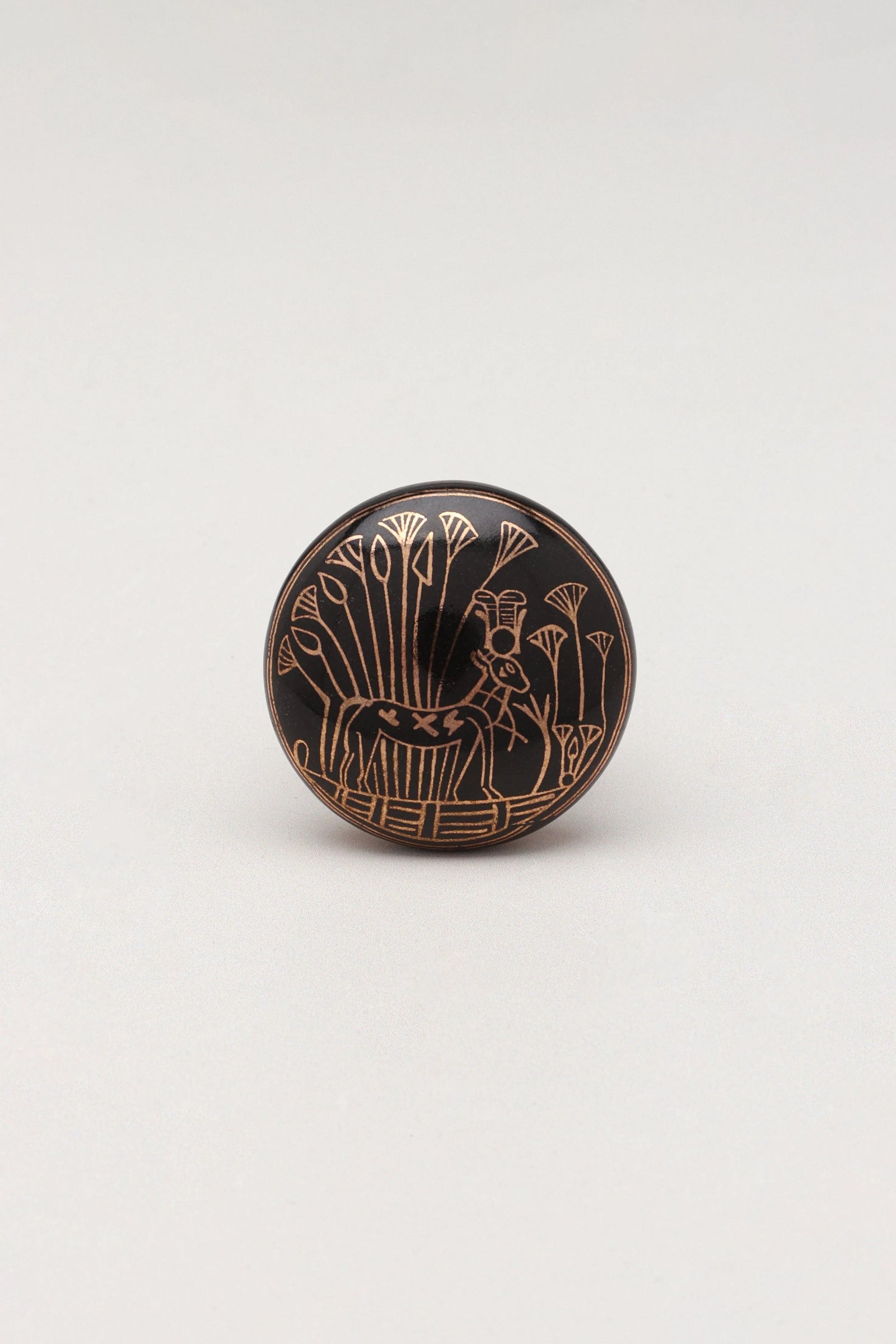 Eternal Bloom Tree of Life Ceramic Cabinet Knob Set in Black and Gold — close-up view, G Decor