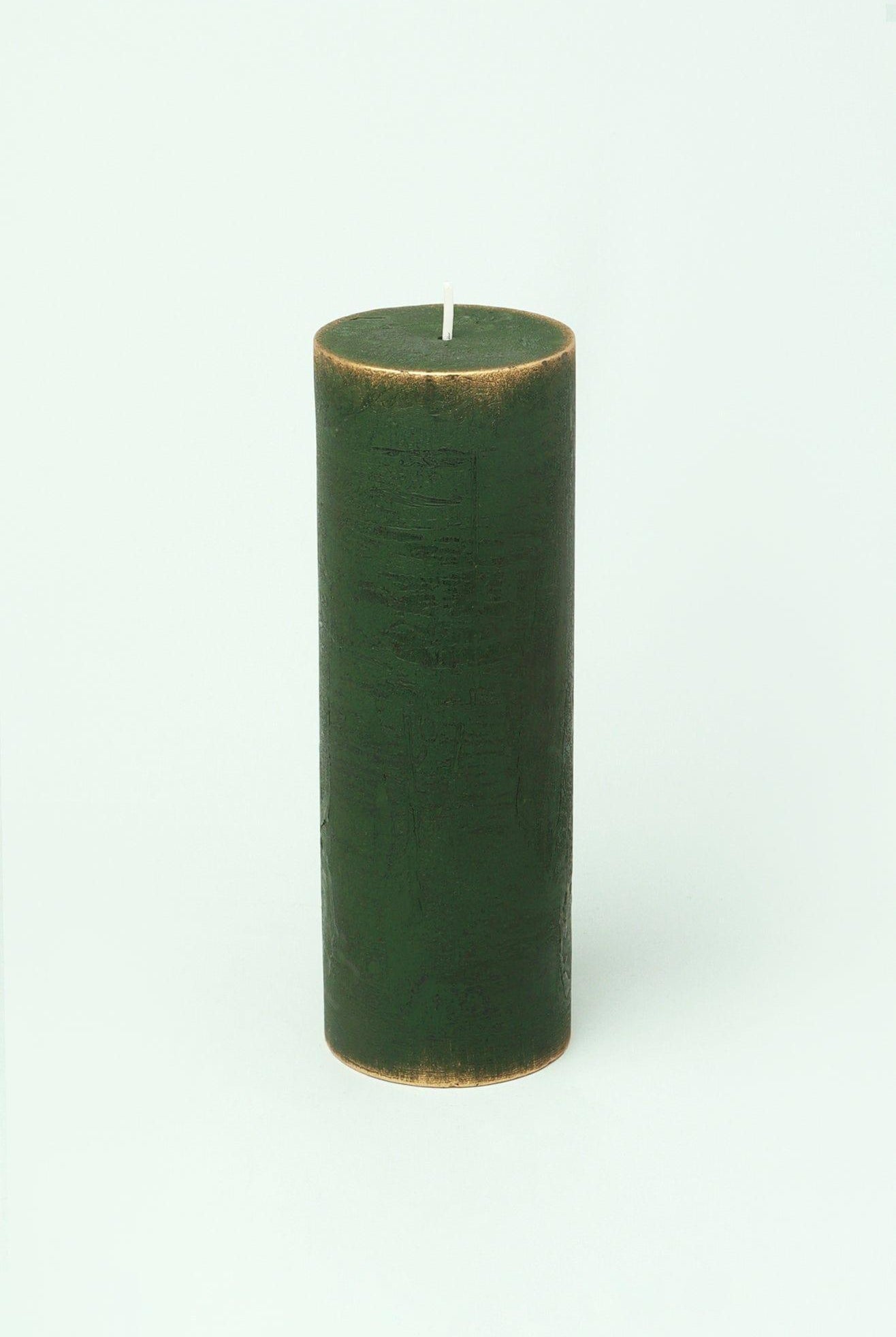 Fern Green & Gold Antique-Style Hand-Finished Pillar Candles - G Decor