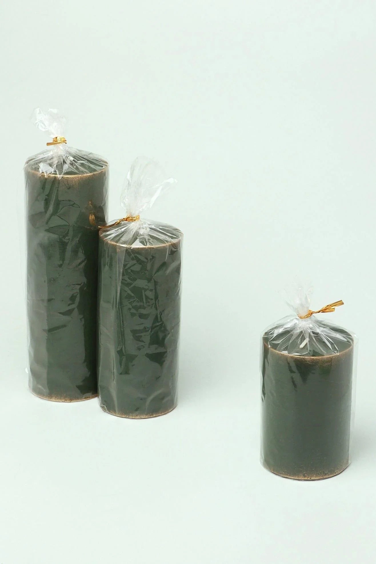 Fern Green and Gold Antique-Style Pillar Candle — view 5, G Decor