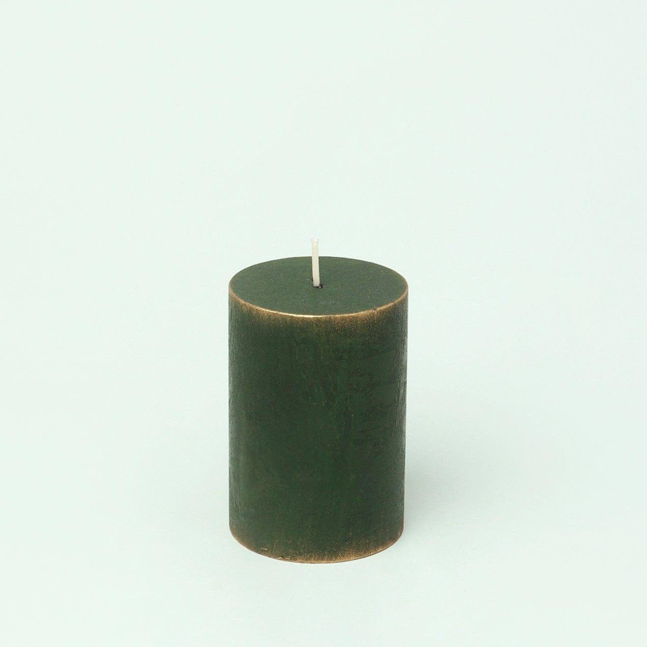 Fern Green & Gold Antique-Style Hand-Finished Pillar Candles - G Decor