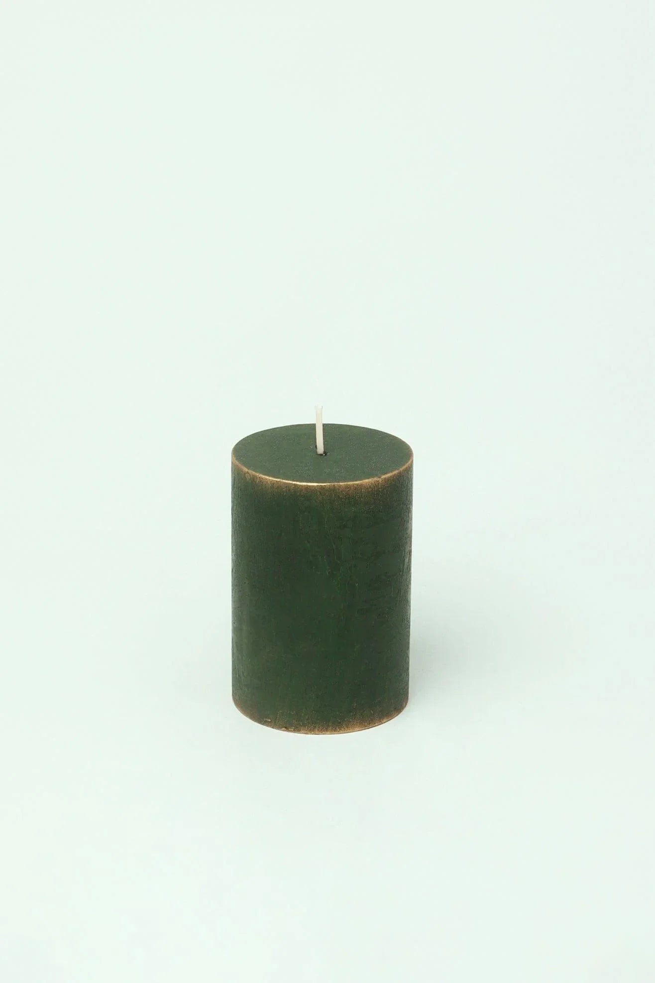 Fern Green and Gold Antique-Style Pillar Candle — alternate view, G Decor