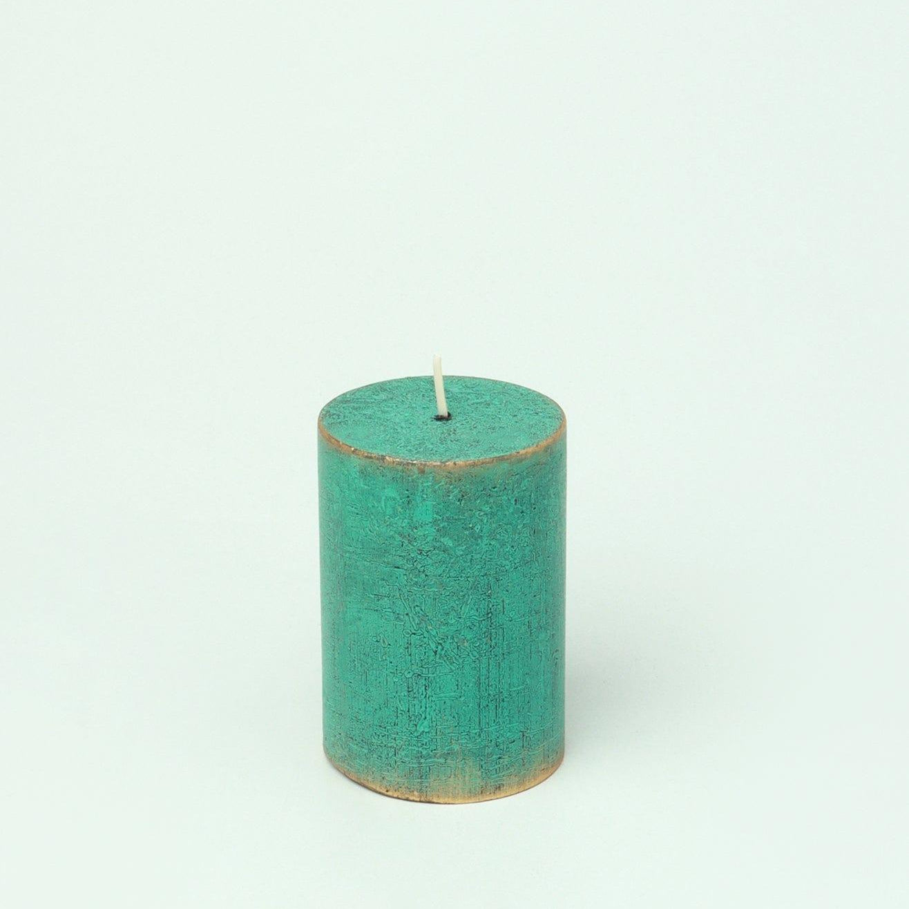 Fern Verdigris Green Antique-Style Hand-Finished Pillar Candle - G Decor