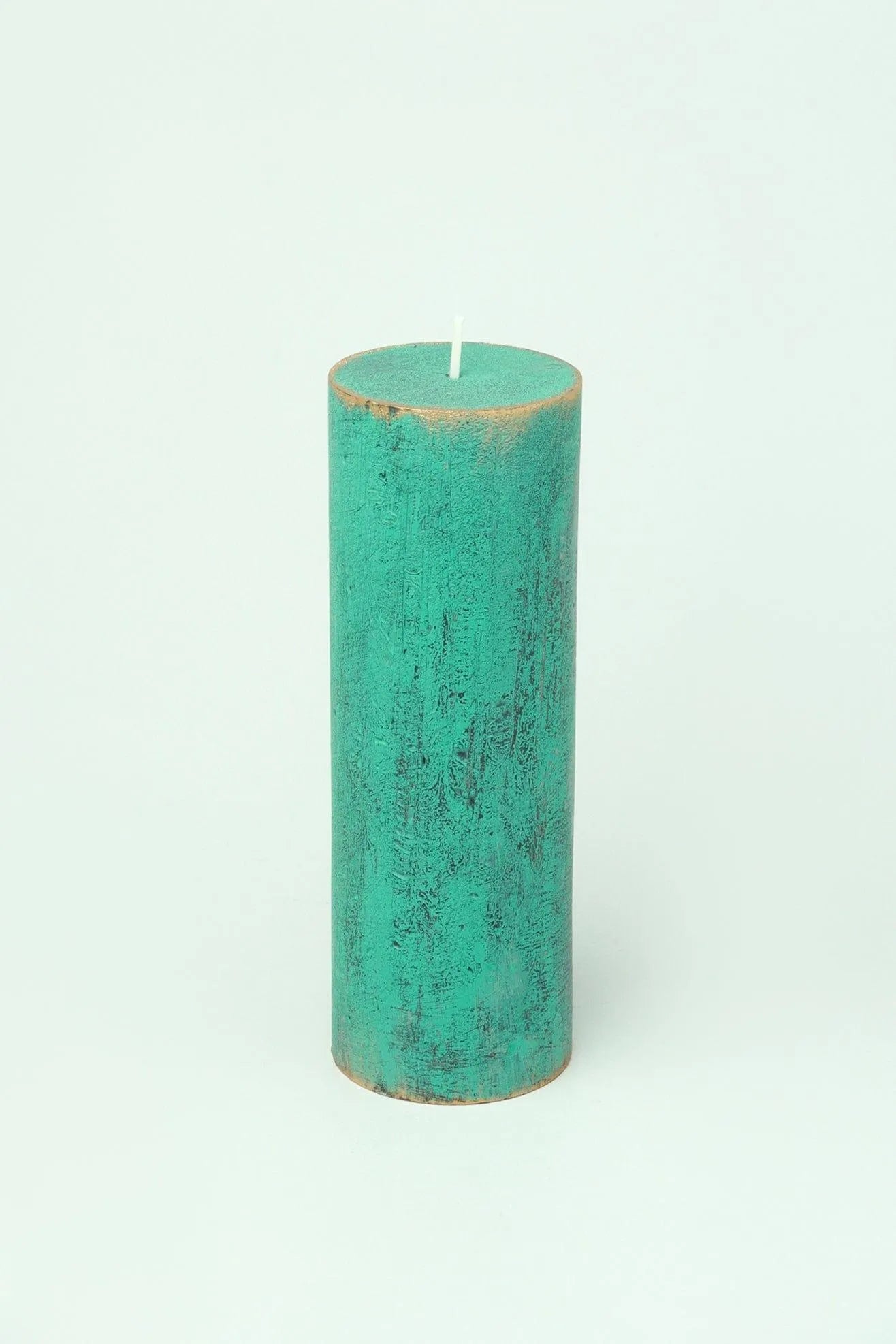 Fern Verdigris Green Antique-Style Pillar Candle — alternate view, G Decor