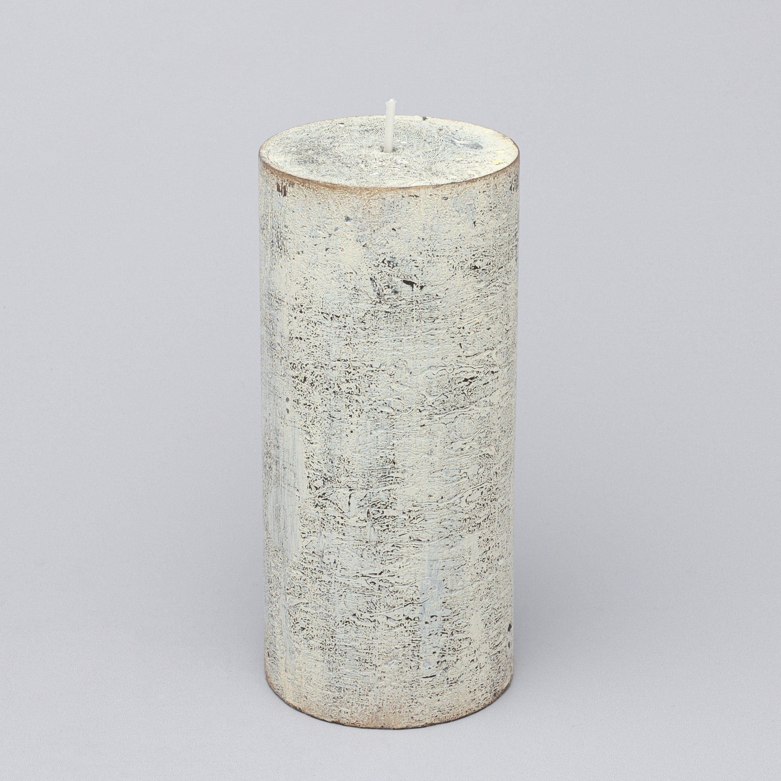 Fern Whitewashed Beige Antique Style Hand-Finished Pillar Candle - G Decor
