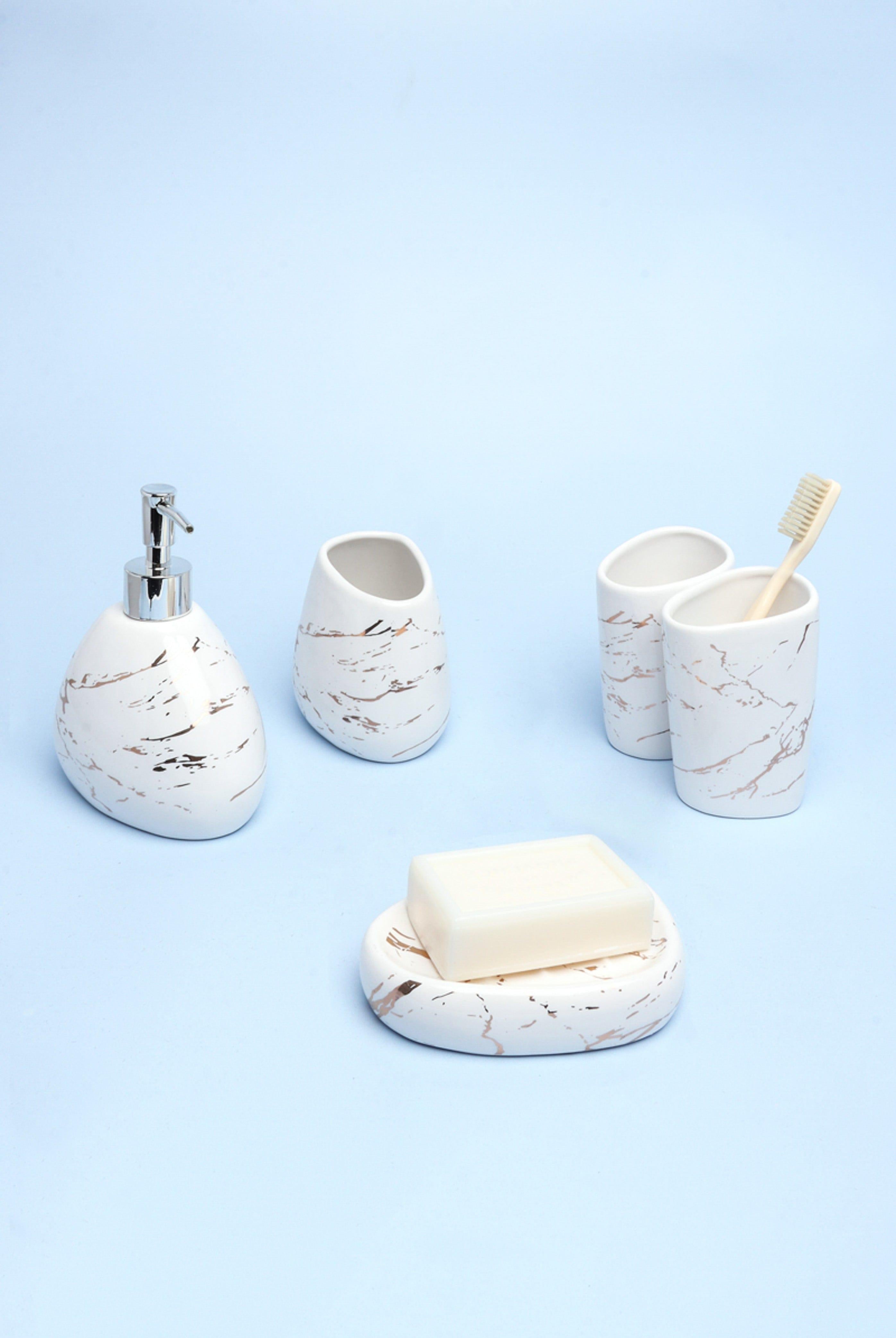 Five Piece Lisbon Marble Effect Bathroom Set - G Decor