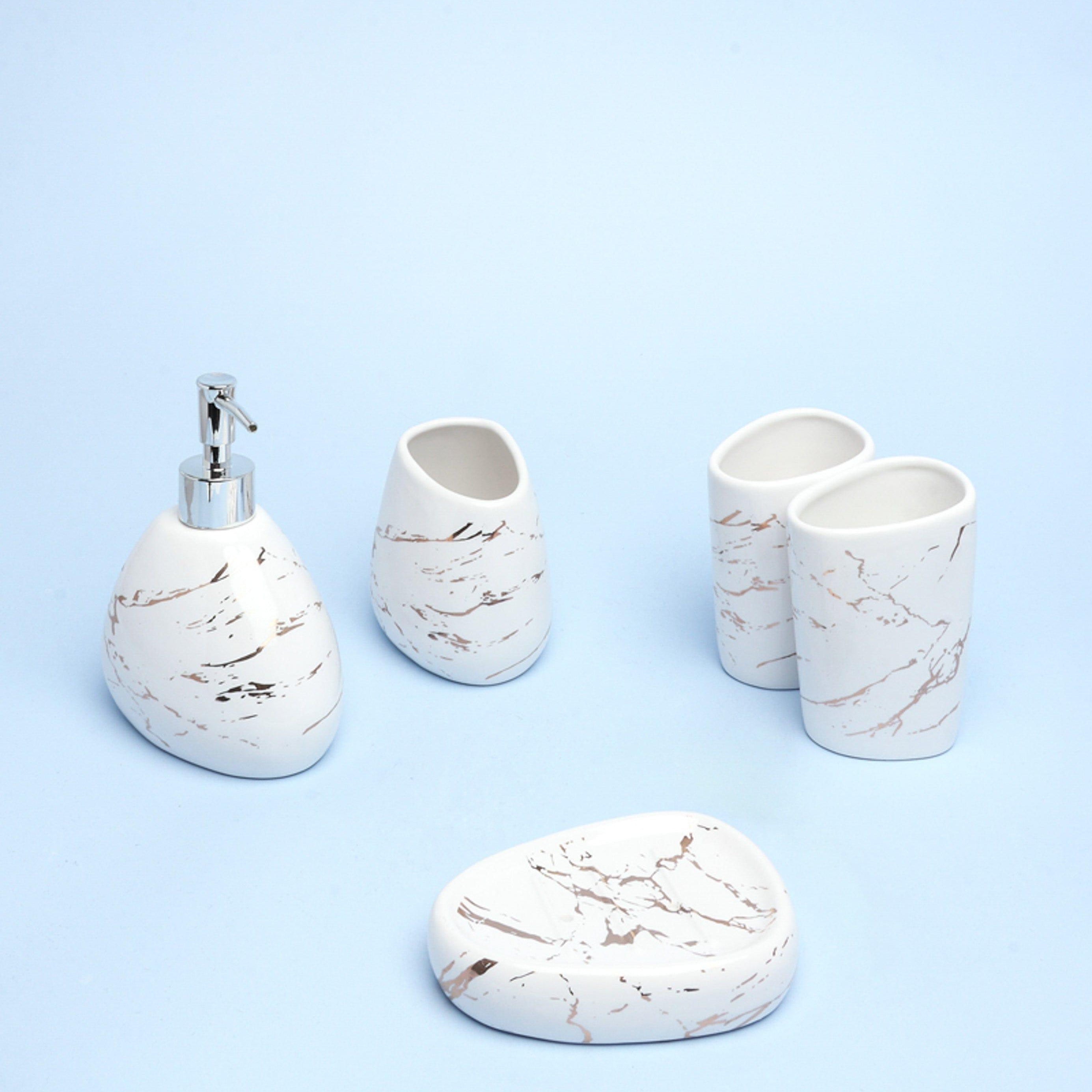 Five Piece Lisbon Marble Effect Bathroom Set - G Decor