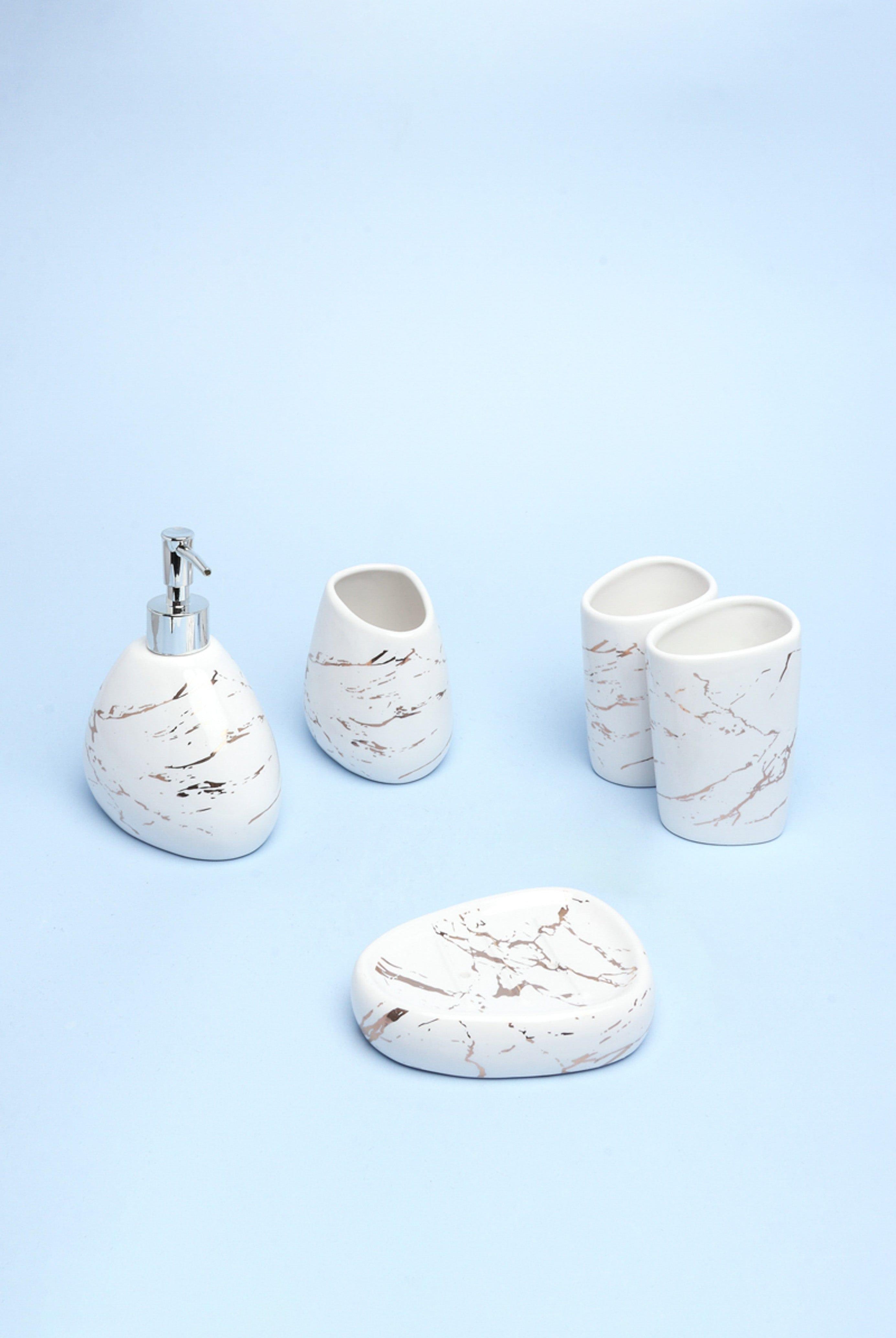 Five Piece Lisbon Marble Effect Bathroom Set - G Decor