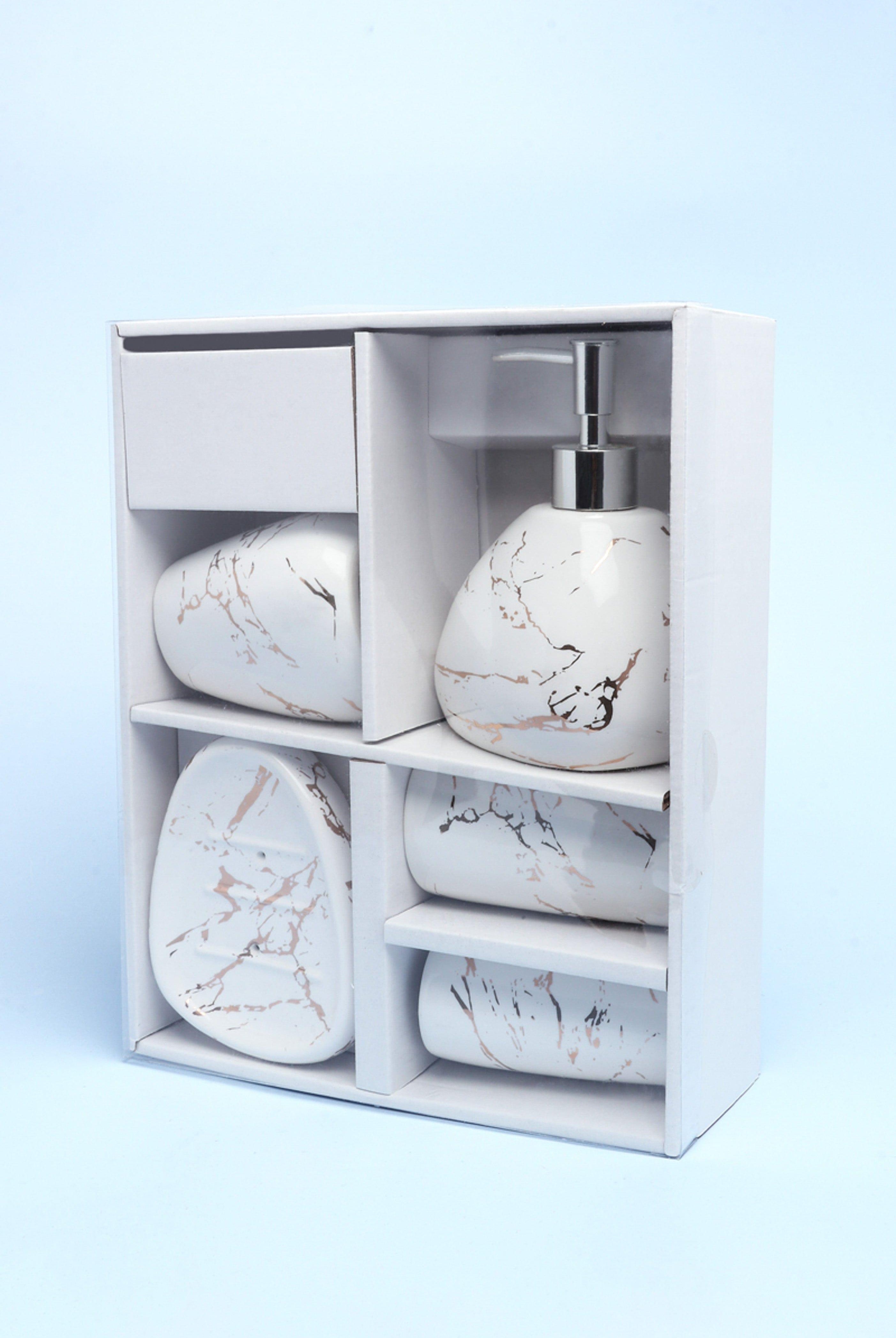 Five Piece Lisbon Marble Effect Bathroom Set - G Decor