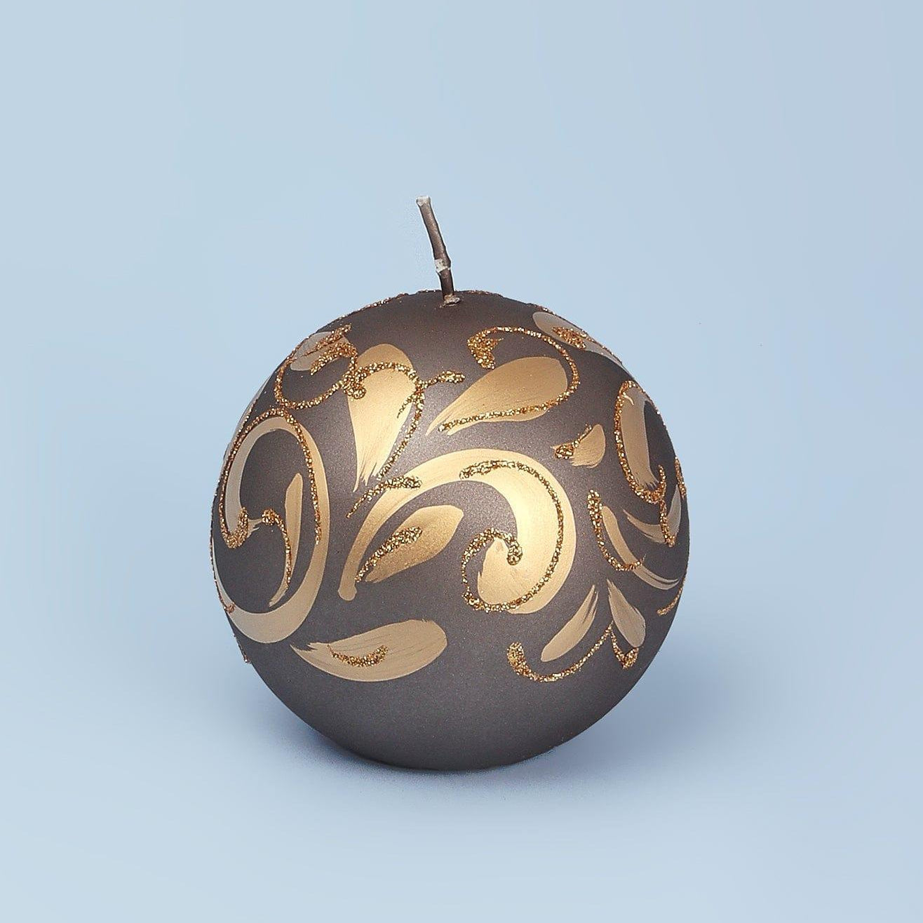 Florentino Hand-Finished Ornamental Ball Candle, Matte Finish with Gold or Silver Detailing - G Decor