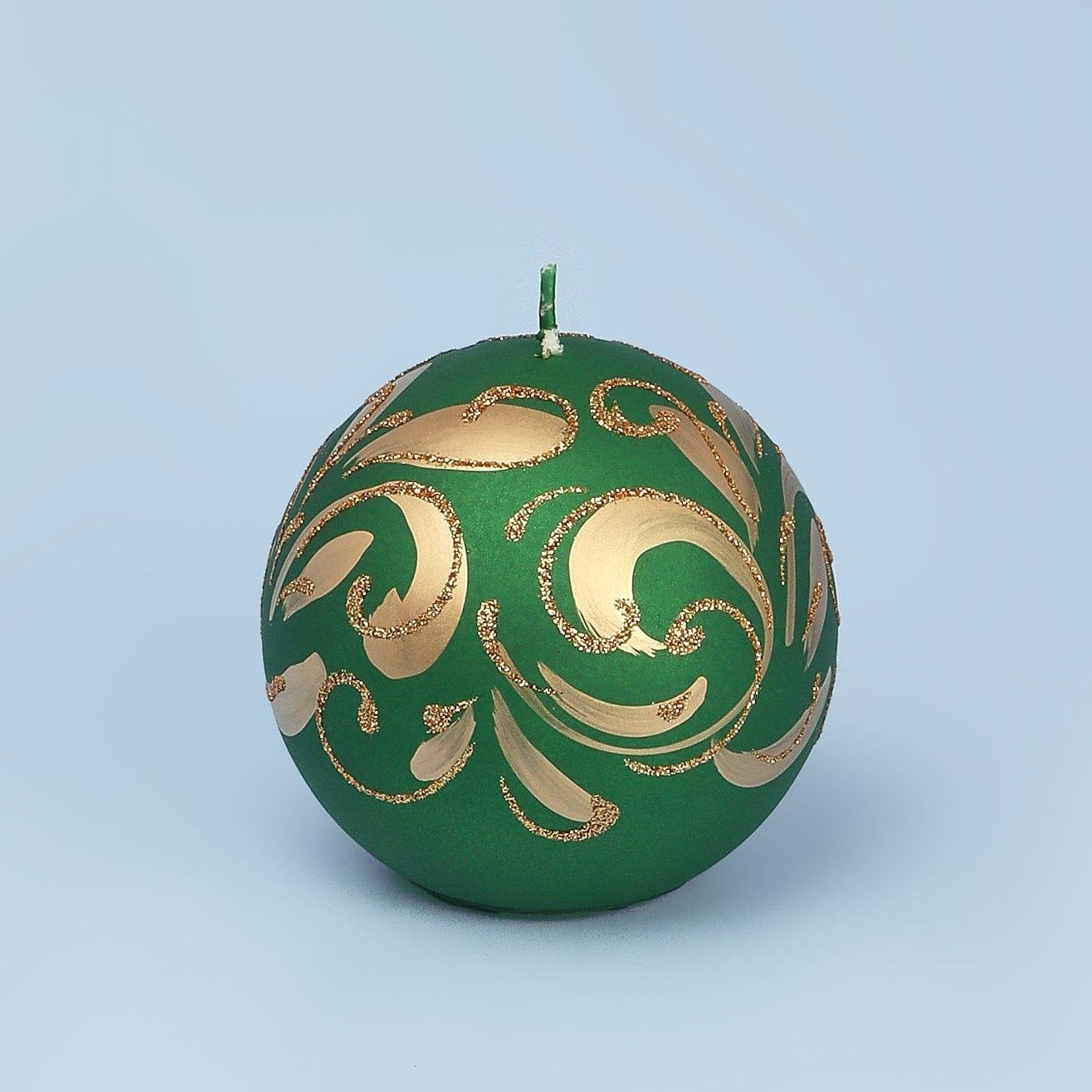 Florentino Hand-Finished Ornamental Ball Candle, Matte Finish with Gold or Silver Detailing - G Decor
