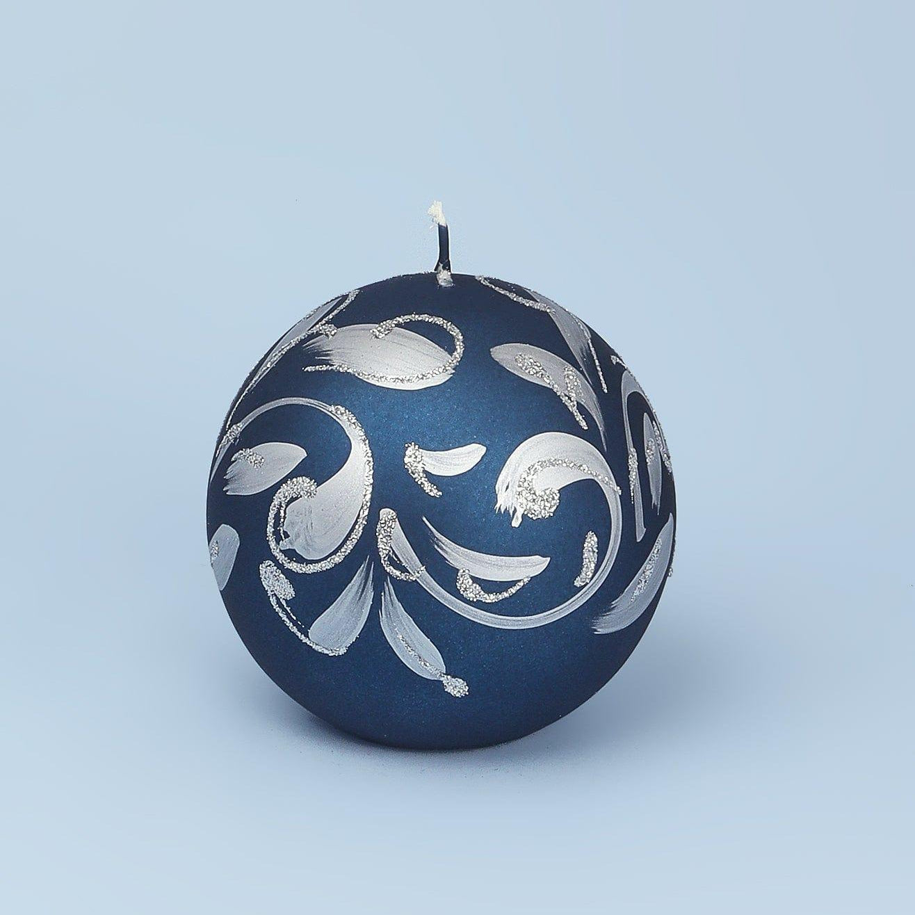 Florentino Hand-Finished Ornamental Ball Candle, Matte Finish with Gold or Silver Detailing - G Decor