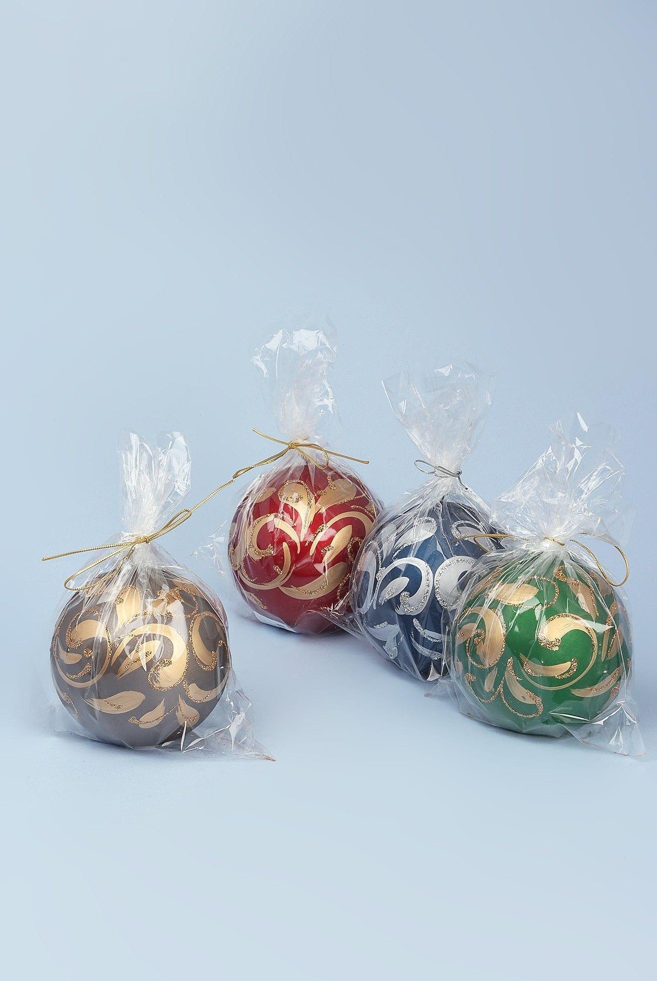 Florentino Hand-Finished Ornamental Ball Candle, Matte Finish with Gold or Silver Detailing - G Decor