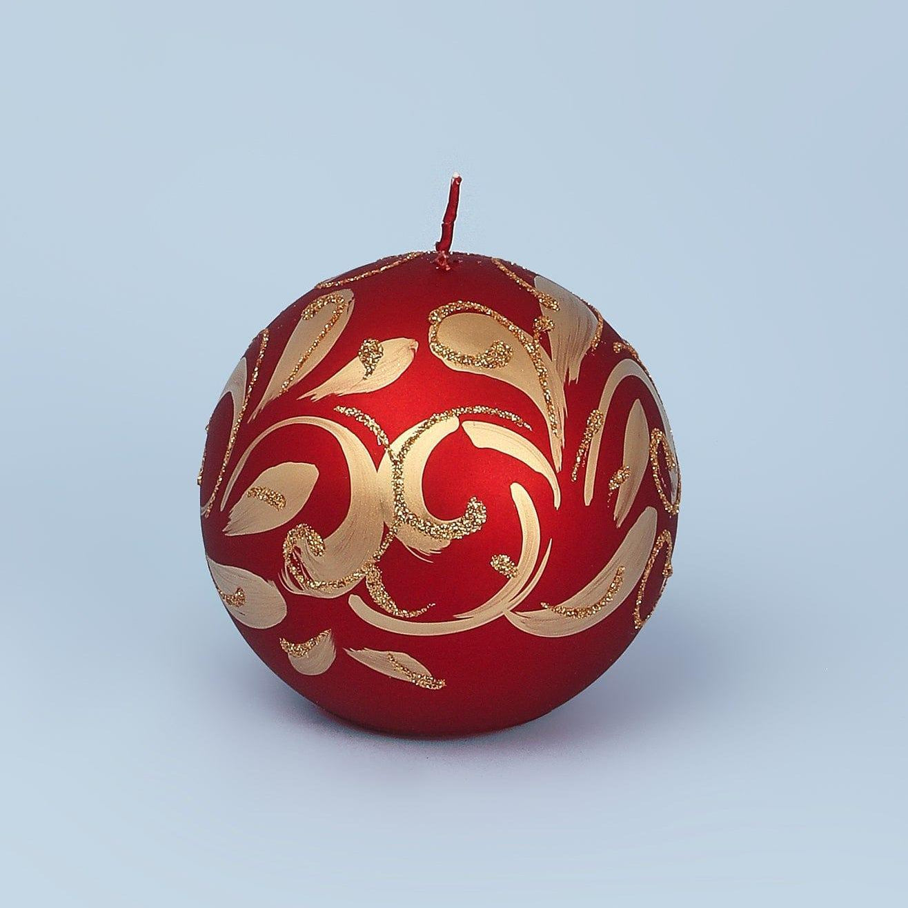 Florentino Hand-Finished Ornamental Ball Candle, Matte Finish with Gold or Silver Detailing - G Decor