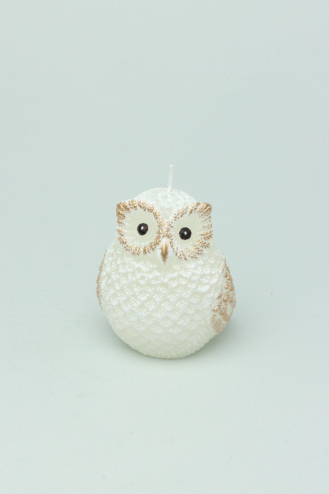 G Decor Candles White / Owl Forest Creatures White Glitter Realistic Animals Birds Cute Festive 3D Candle