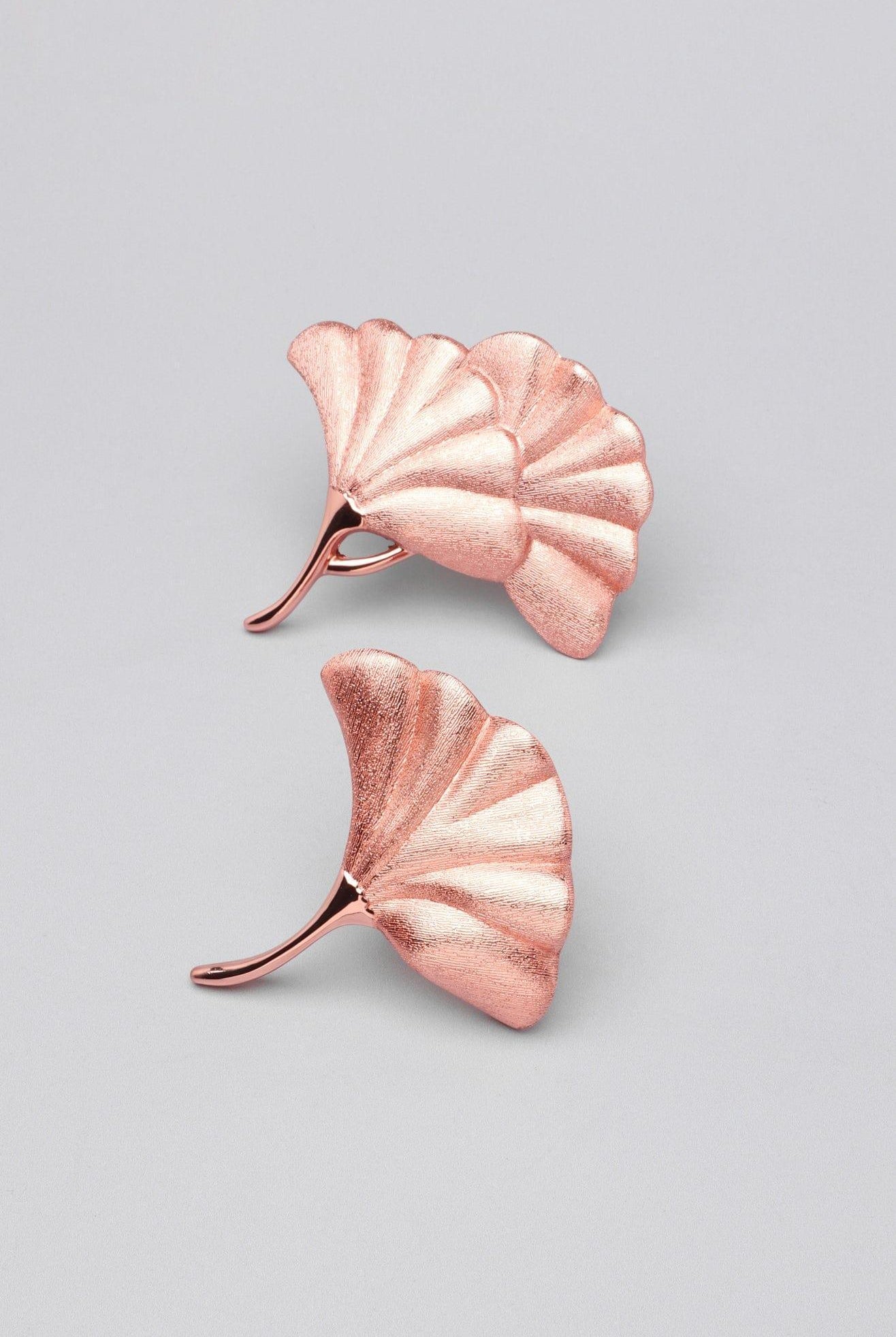 Fossil Ginkgo Rose Gold Matte Door Knobs - G Decor