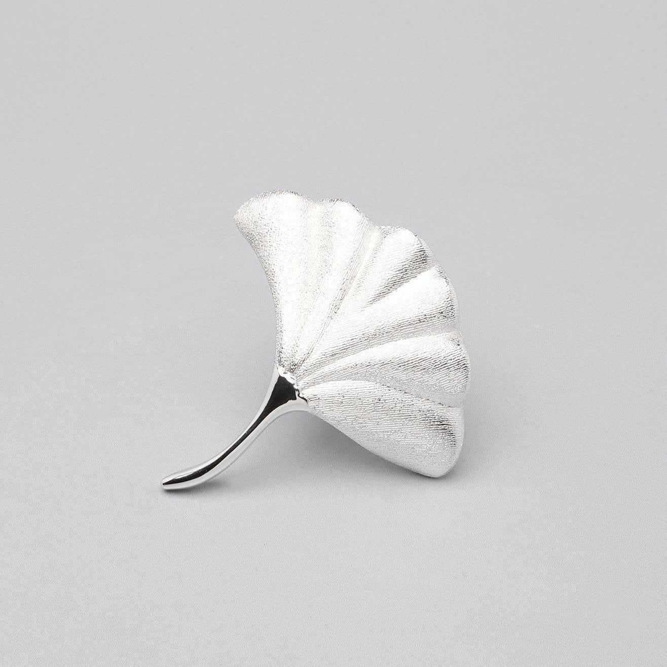 Fossil Ginkgo Silver Matte Door Knob - G Decor