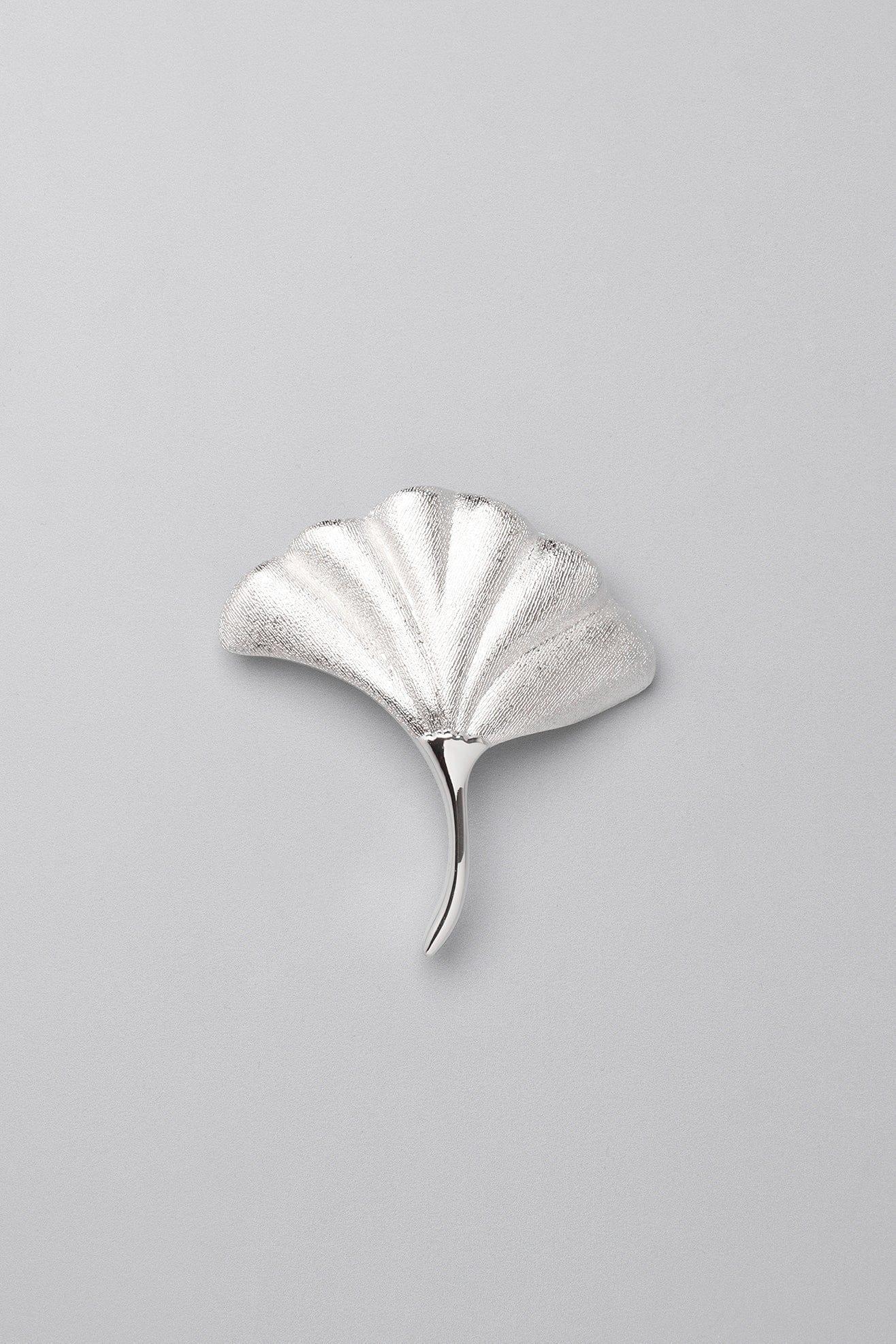 Fossil Ginkgo Silver Matte Door Knob - G Decor