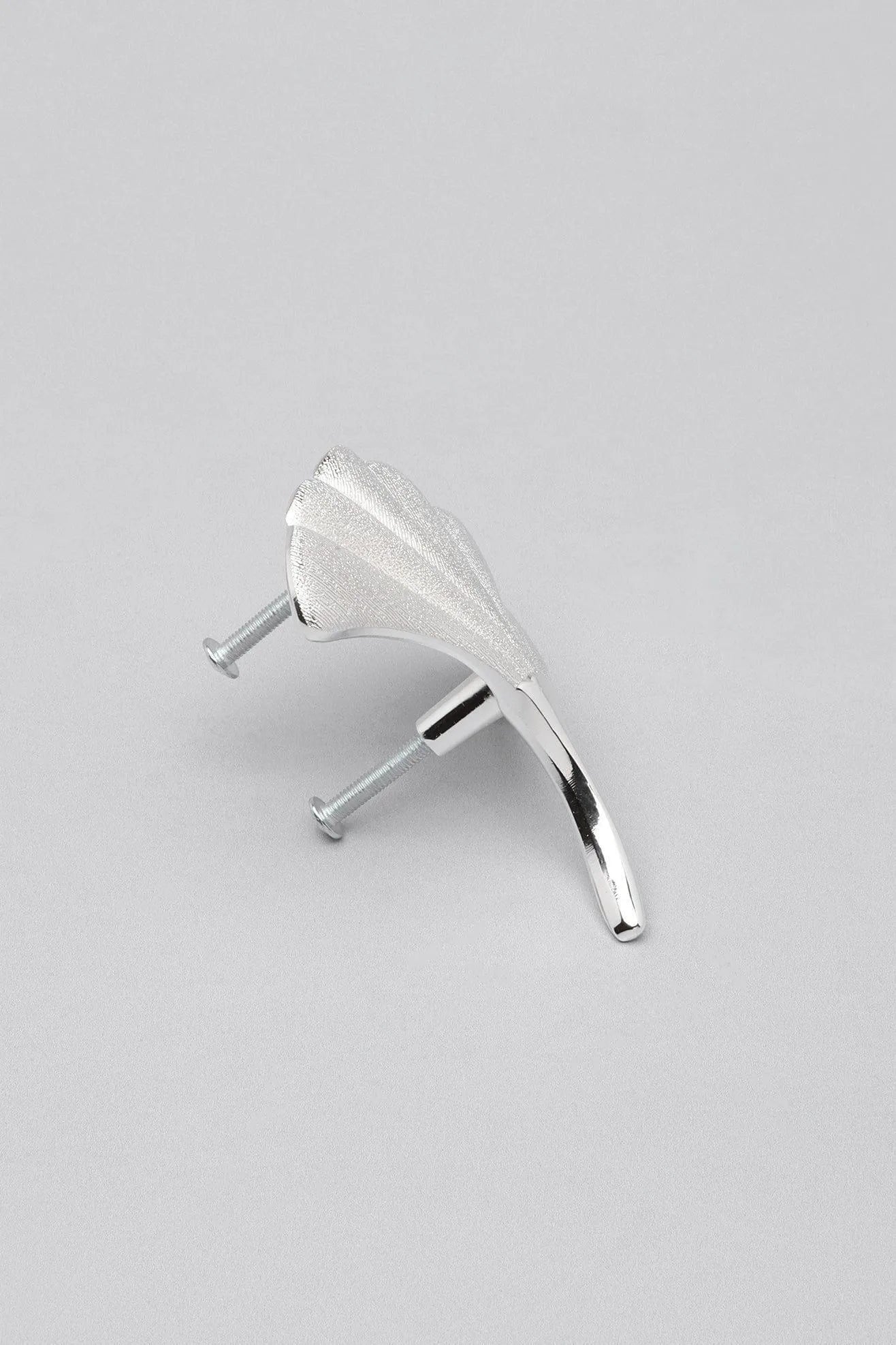 Fossil Ginkgo Cabinet Knob in Silver Matte — close-up view, G Decor