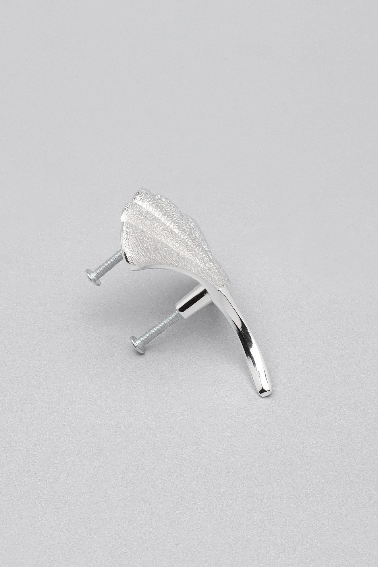 Fossil Ginkgo Silver Matte Door Knob - G Decor