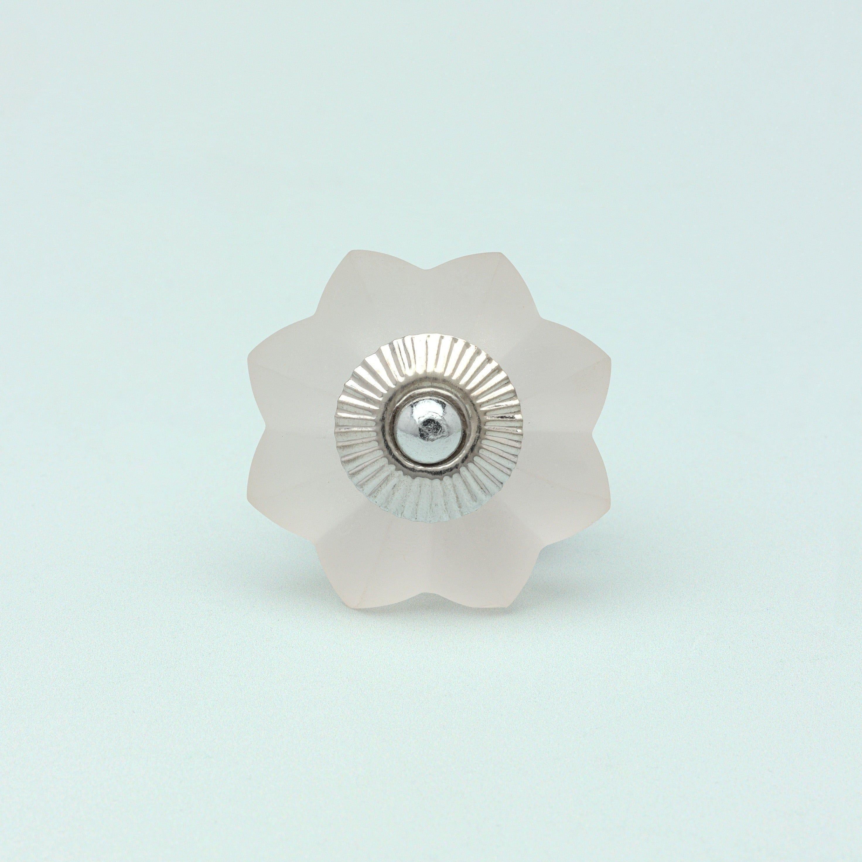 Frosted Fjord Flower Melon and Pastel Shades Glass Knob - G Decor