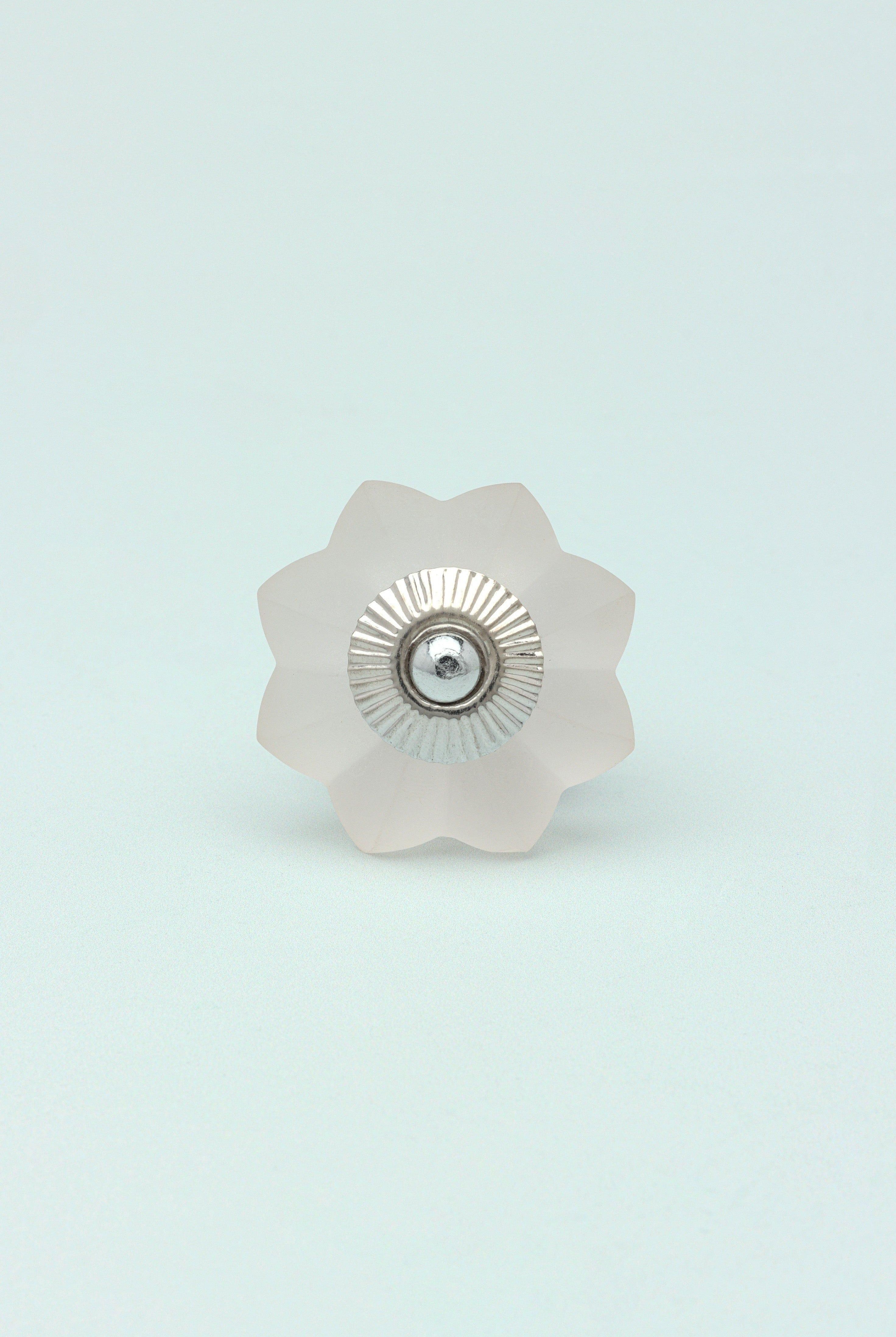 Frosted Fjord Flower Melon and Pastel Shades Glass Knob - G Decor