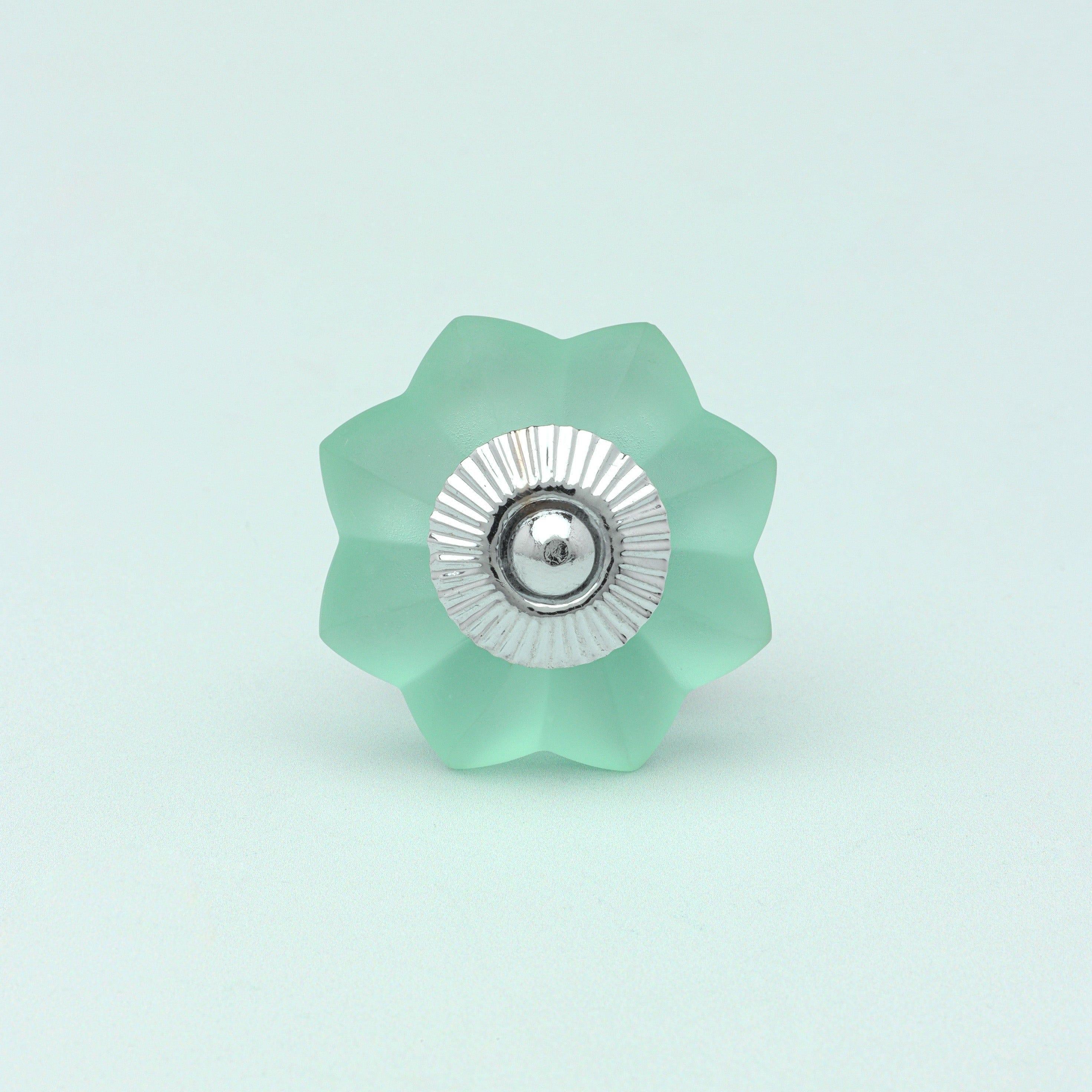 Frosted Fjord Flower Melon and Pastel Shades Glass Knob - G Decor